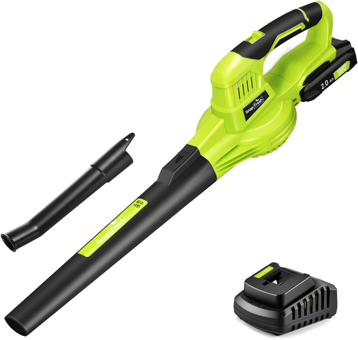 SnapFresh Cordless Leaf Blower - 20V Electric Leaf Blower with 2.0 Ah Battery an...