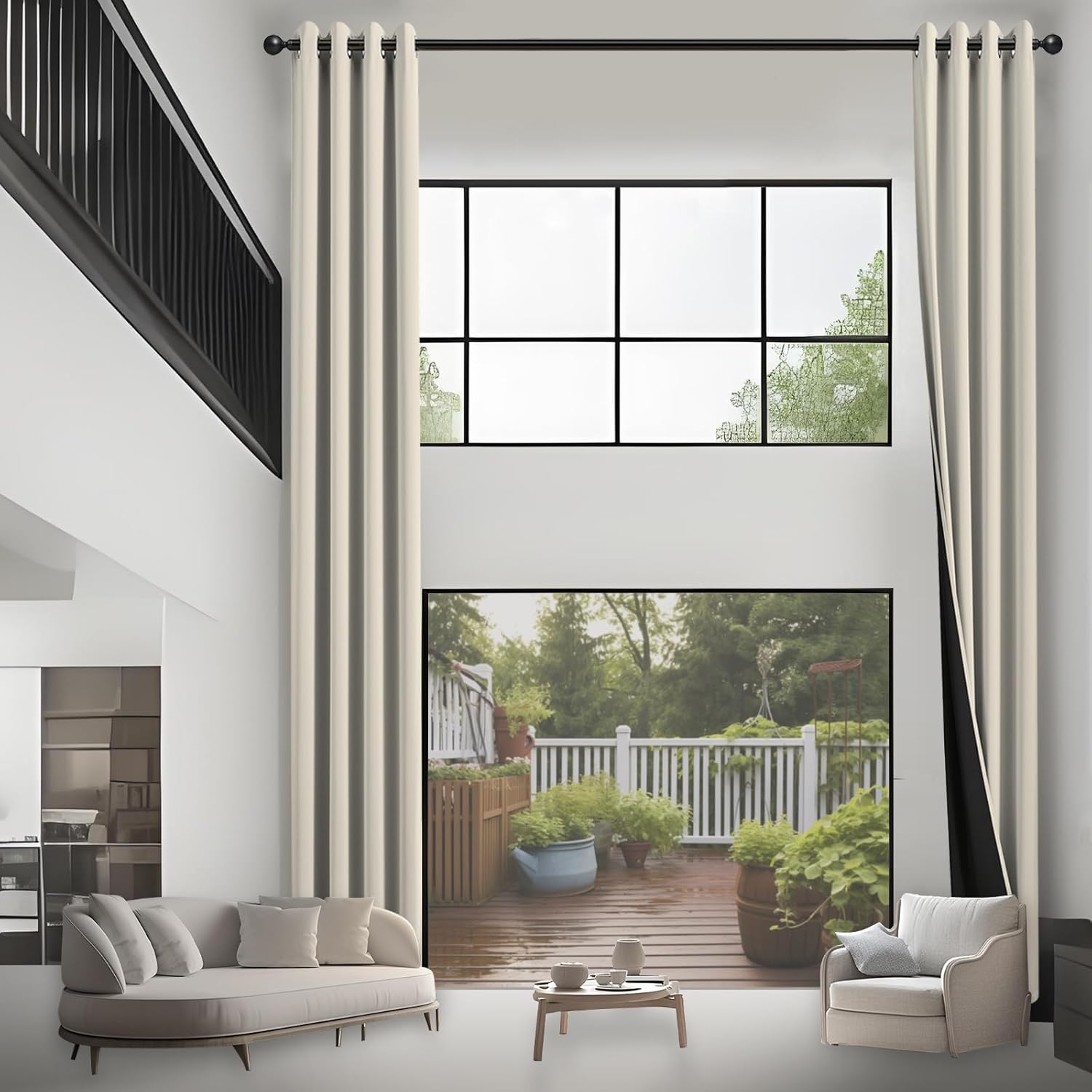 100% Blackout Curtains, Special Curtains 205 Inches for High Ceiling, Innovative...