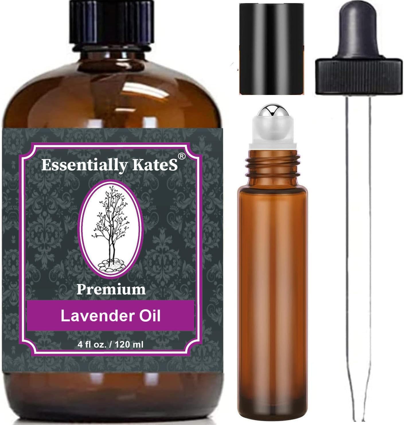 Lavender Oil - 100% Pure and Natural, Therapeutic Grade with Glass Dropper and R...