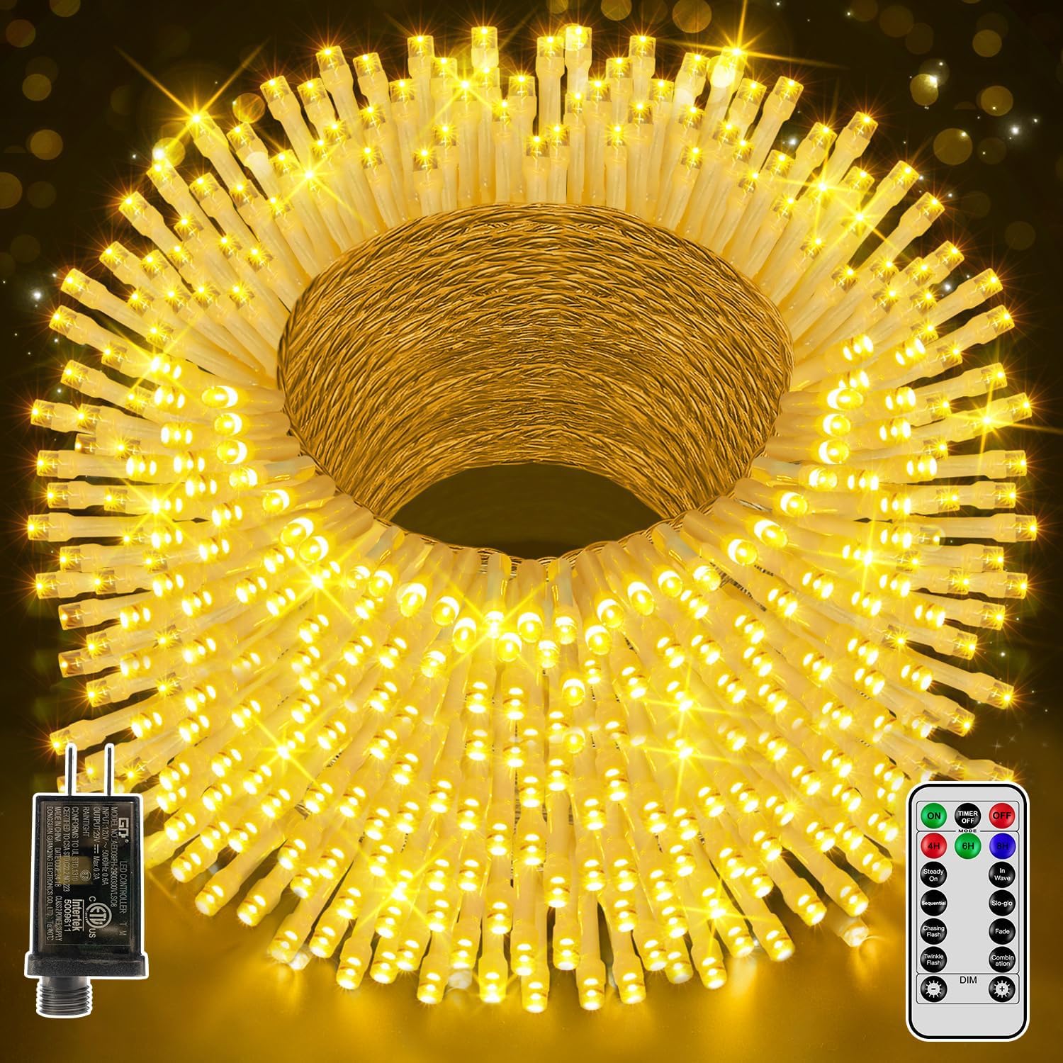 shineshine 1000LED 328FT Christmas Lights Outdoor Waterproof, Outdoor String Lig...
