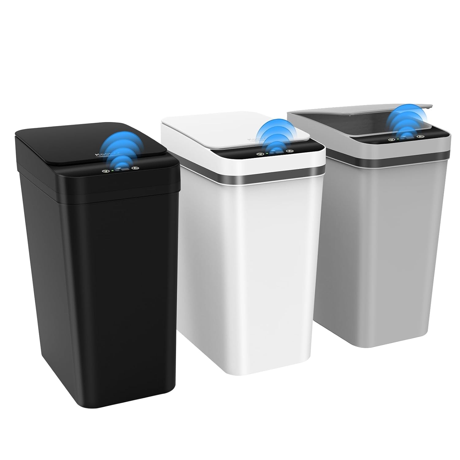 3 Pack Automatic Small Bathroom Trash Can with Lid - 2.5 Gallon Touchless Garbag...