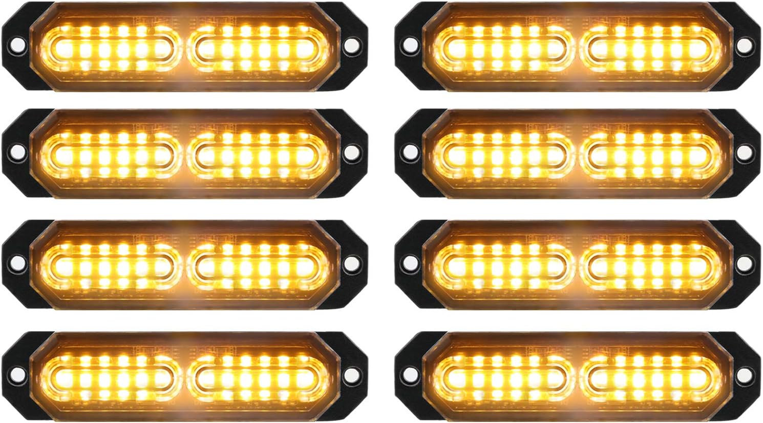 ASPL 8pcs Sync Feature Ultra Slim 12-LED Surface Mount Flashing Strobe Lights fo...