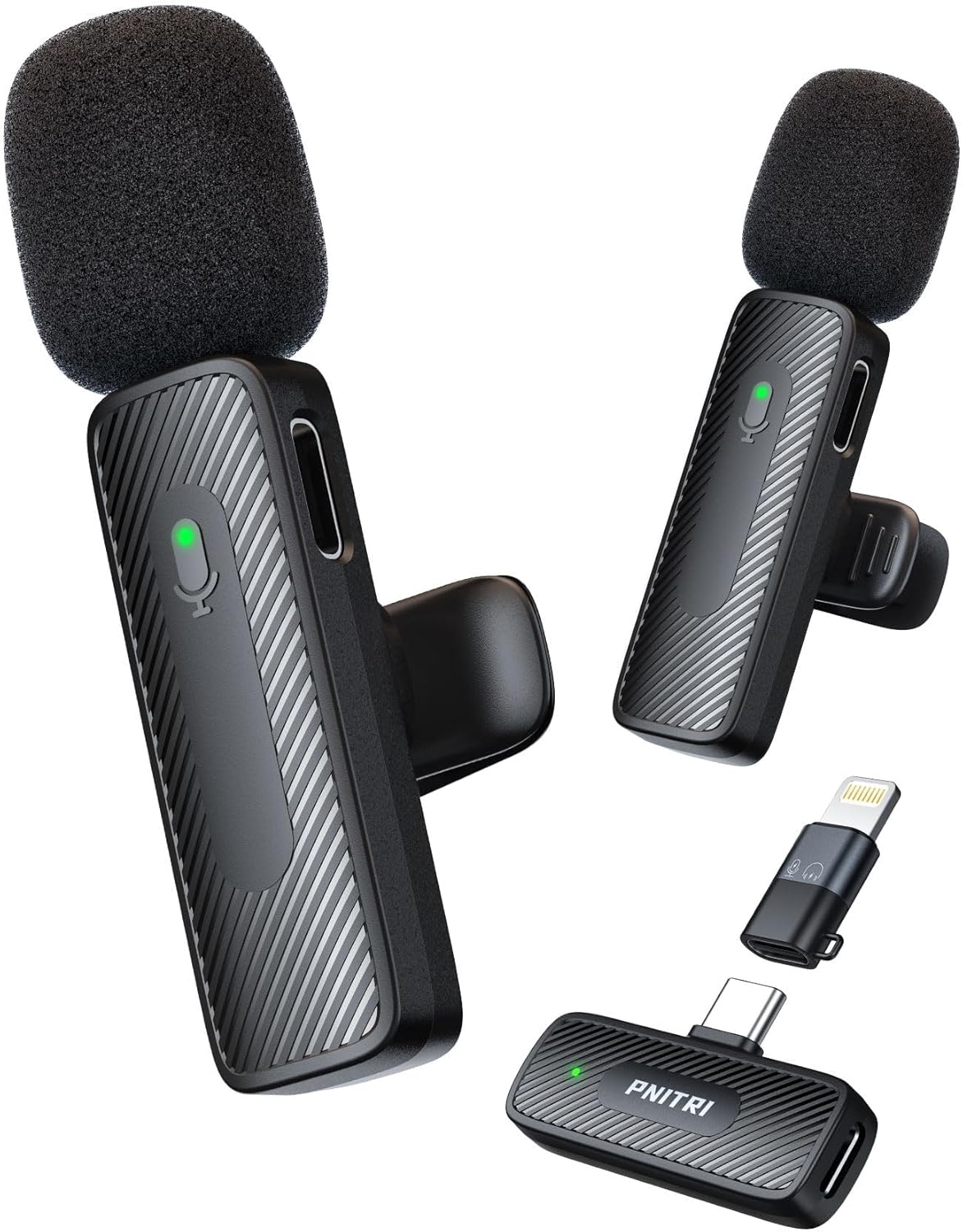 Wireless Microphone, Upgraded 2Pcs Clip-On Wireless Lavalier Microphones For iPh...