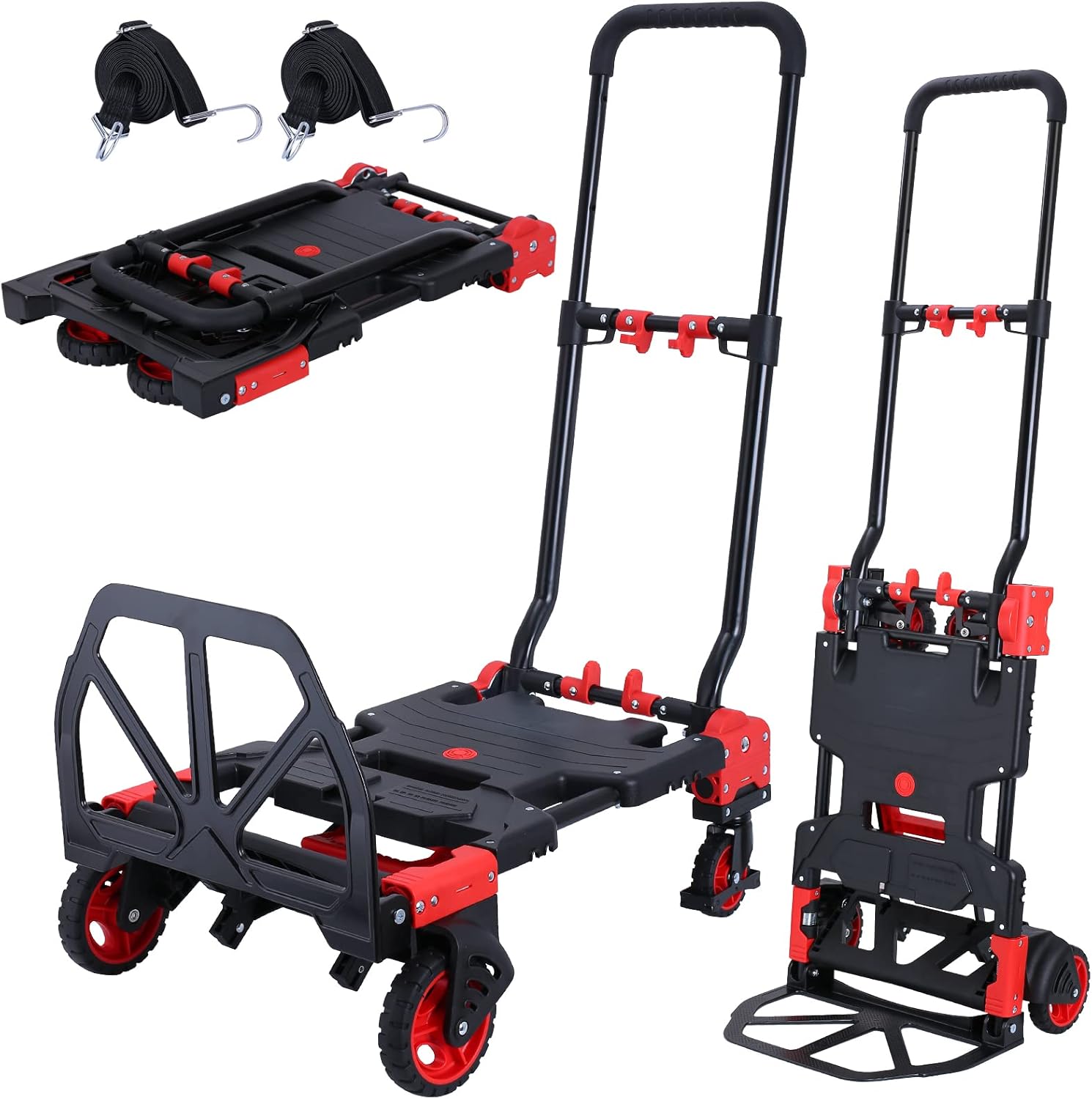 2-in-1 Folding Hand Truck Dolly 330LB Load Carrying,Hand Truck Foldable Dolly wi...