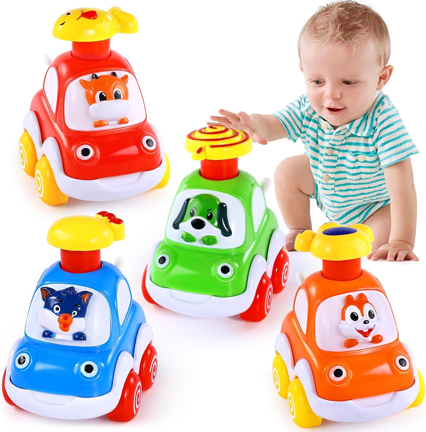 Palmatte Cars Toys for 1 Year Old Boy Birthday Gift Press and Go Car for 2 Years...