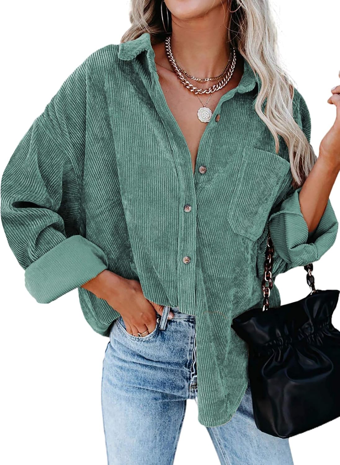 Dokotoo Womens Corduroy Shirt, Special Button Down Shirt, Innovative Boyfriend L...