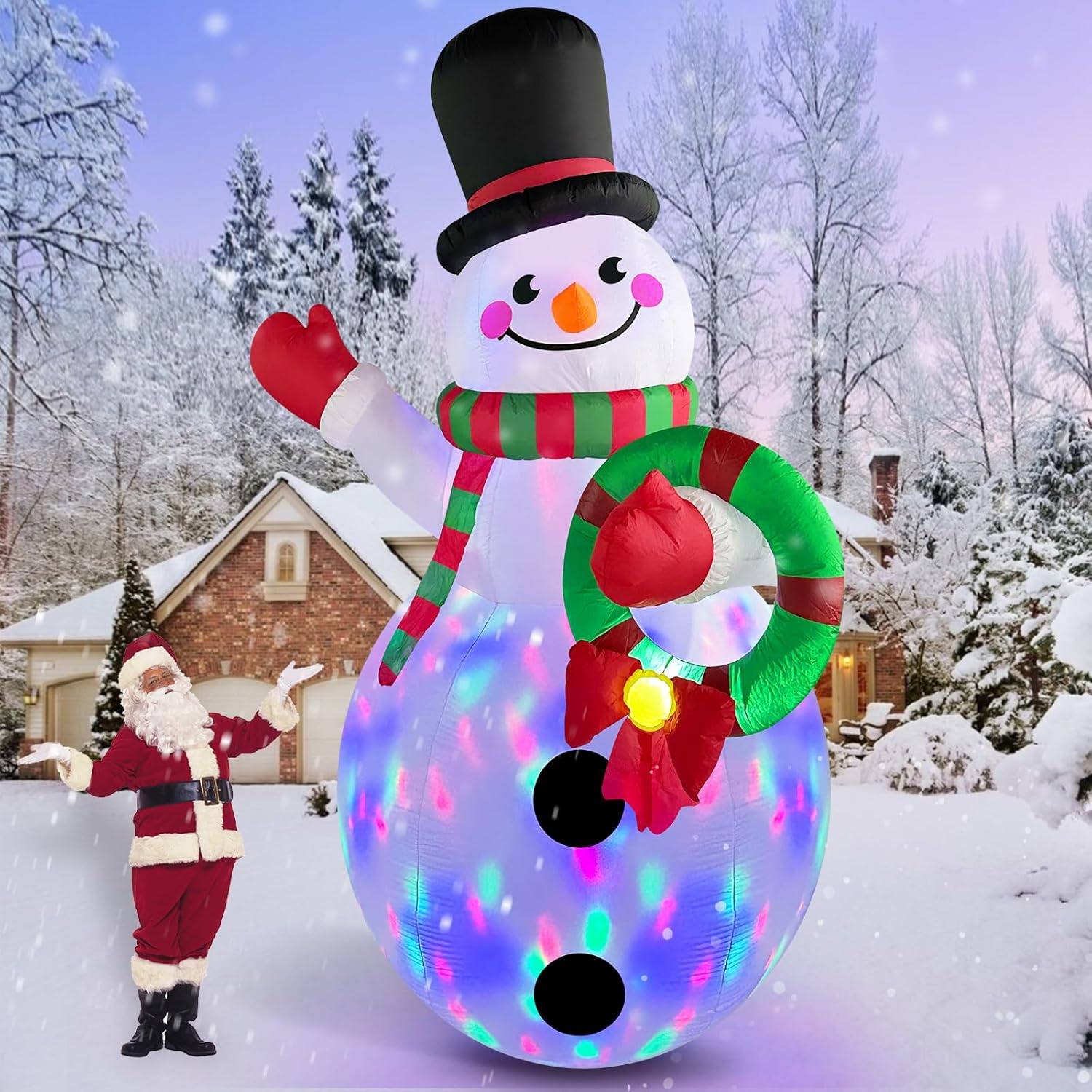 Danxilu 12 FT Giant Christmas Inflatables Snowman Built-in Rotating LED Lights O...