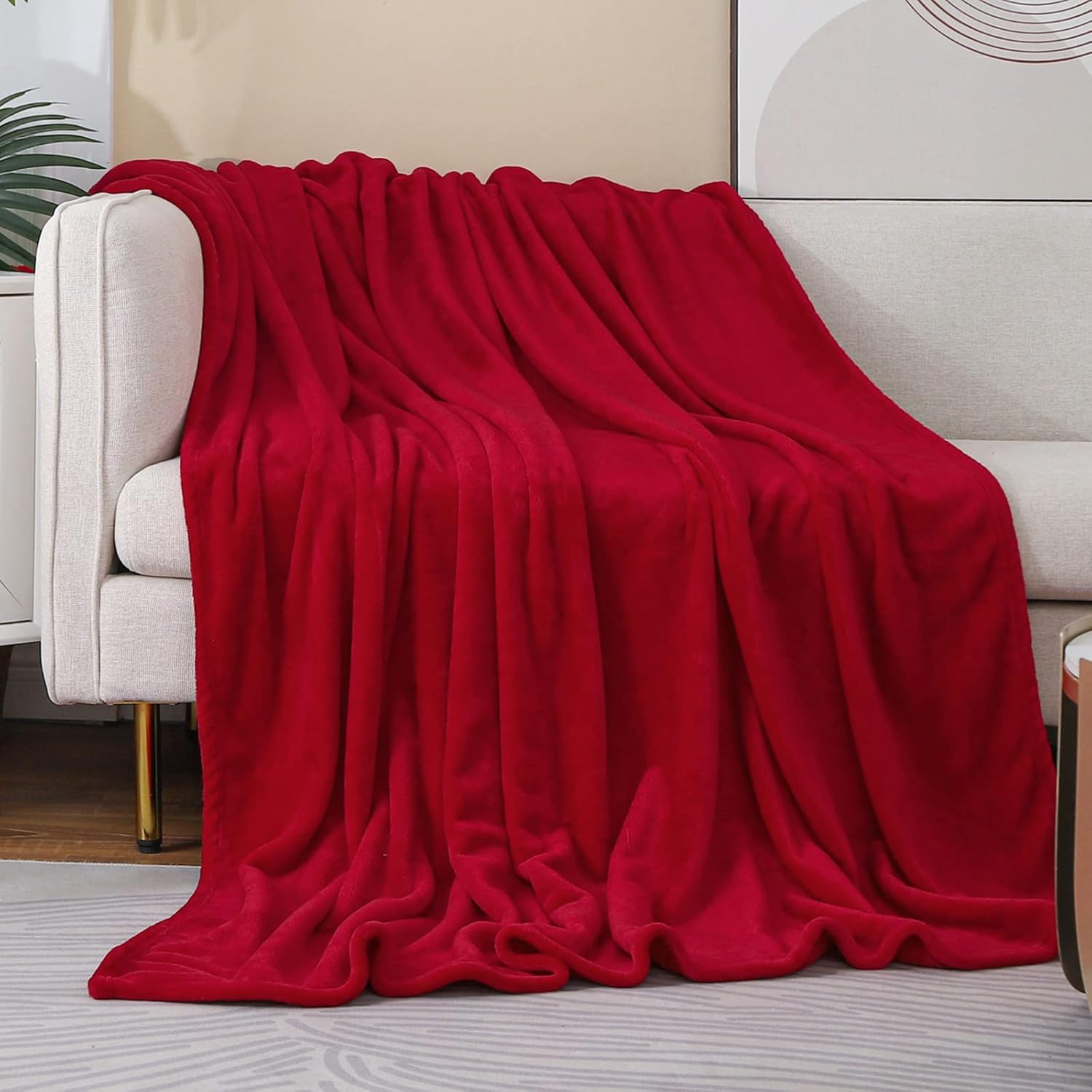 JIAHANNHA Red Throw Blanket Decorations Thin Fleec...