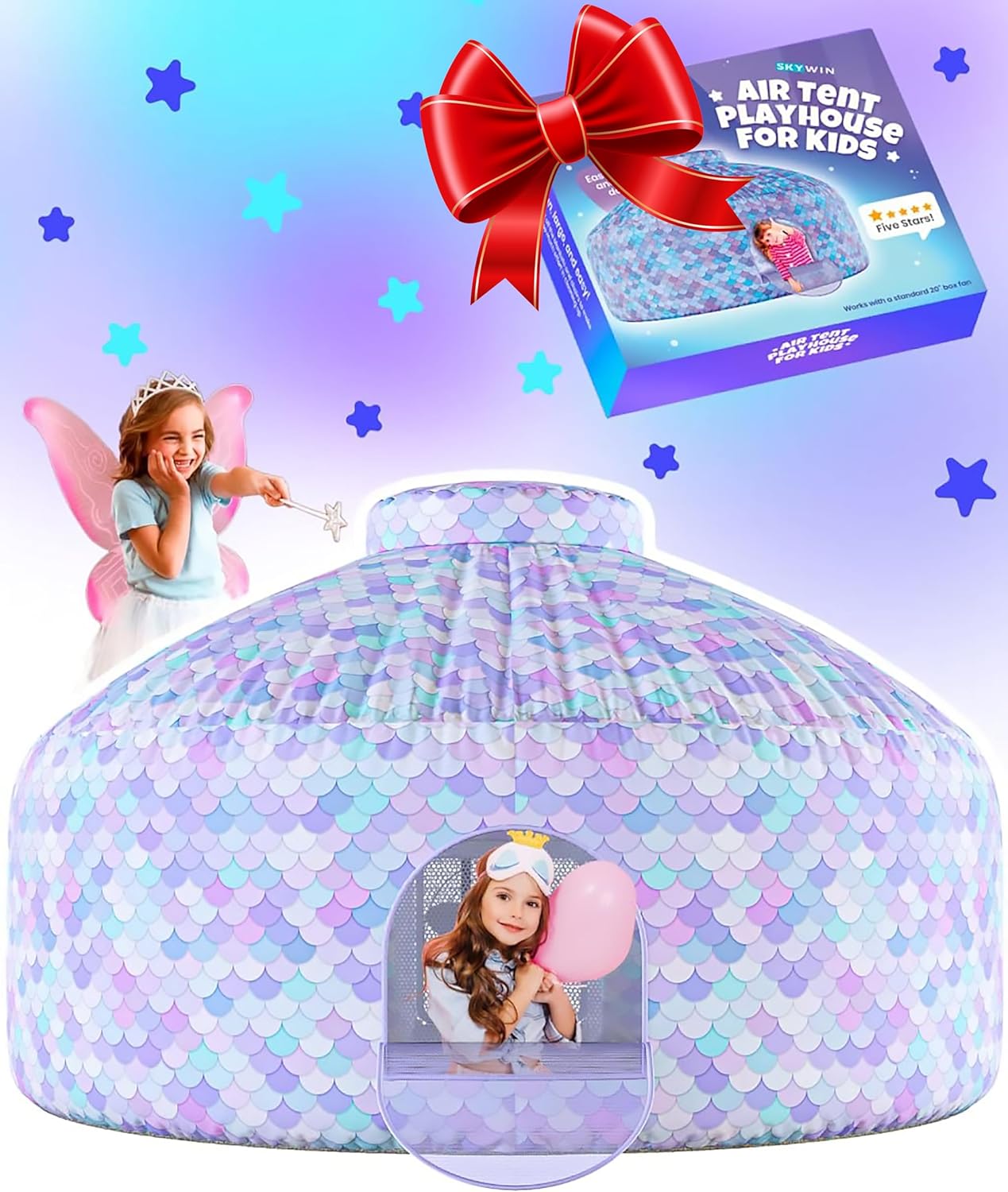 Skywin- Inflatable Tent for Kids (Mermaid) - Inflatable Air Tent Fort for Kids,...