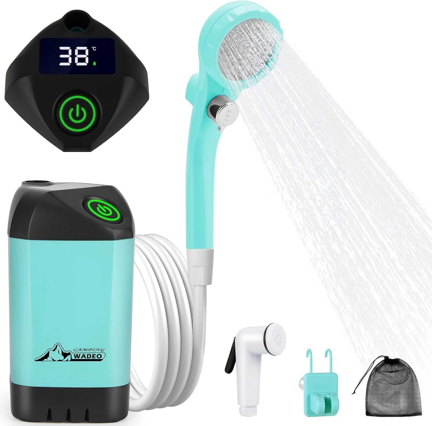 WADEO Portable Shower Camping Shower Outdoor Camp Shower Pump, Electric Recharge...