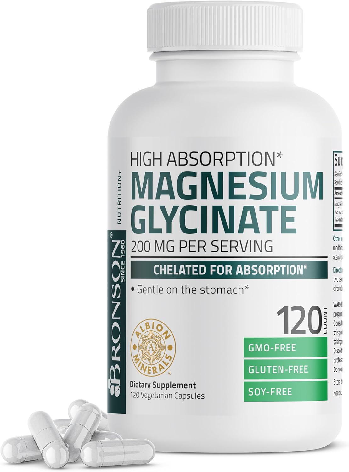 Bronson Magnesium Glycinate 200 MG per Serving Chelated for High Absorption, Gen...
