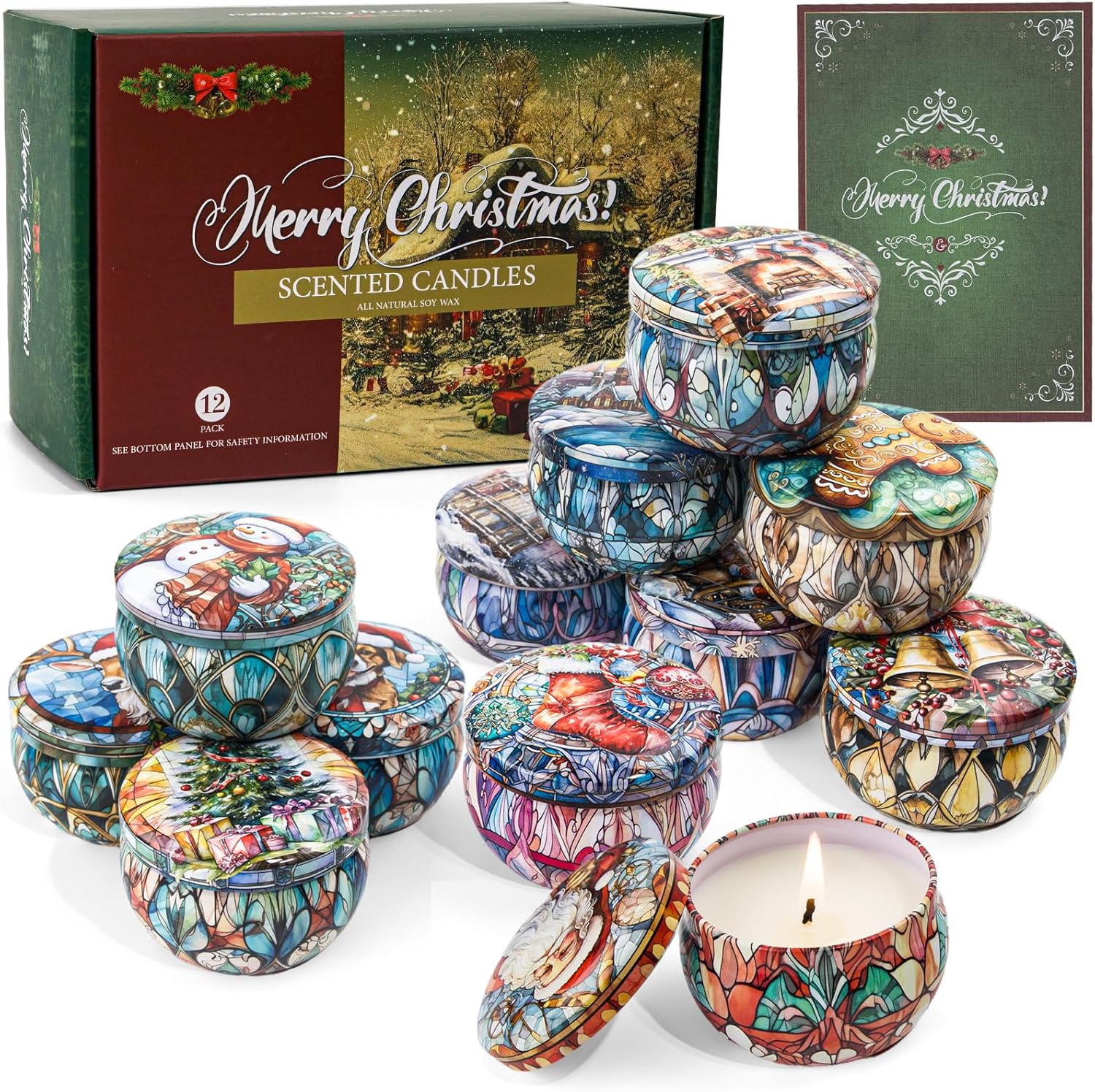 Christmas Scented Candles Gift Set, Special Aromatic 12 Pack Christmas Candles,...
