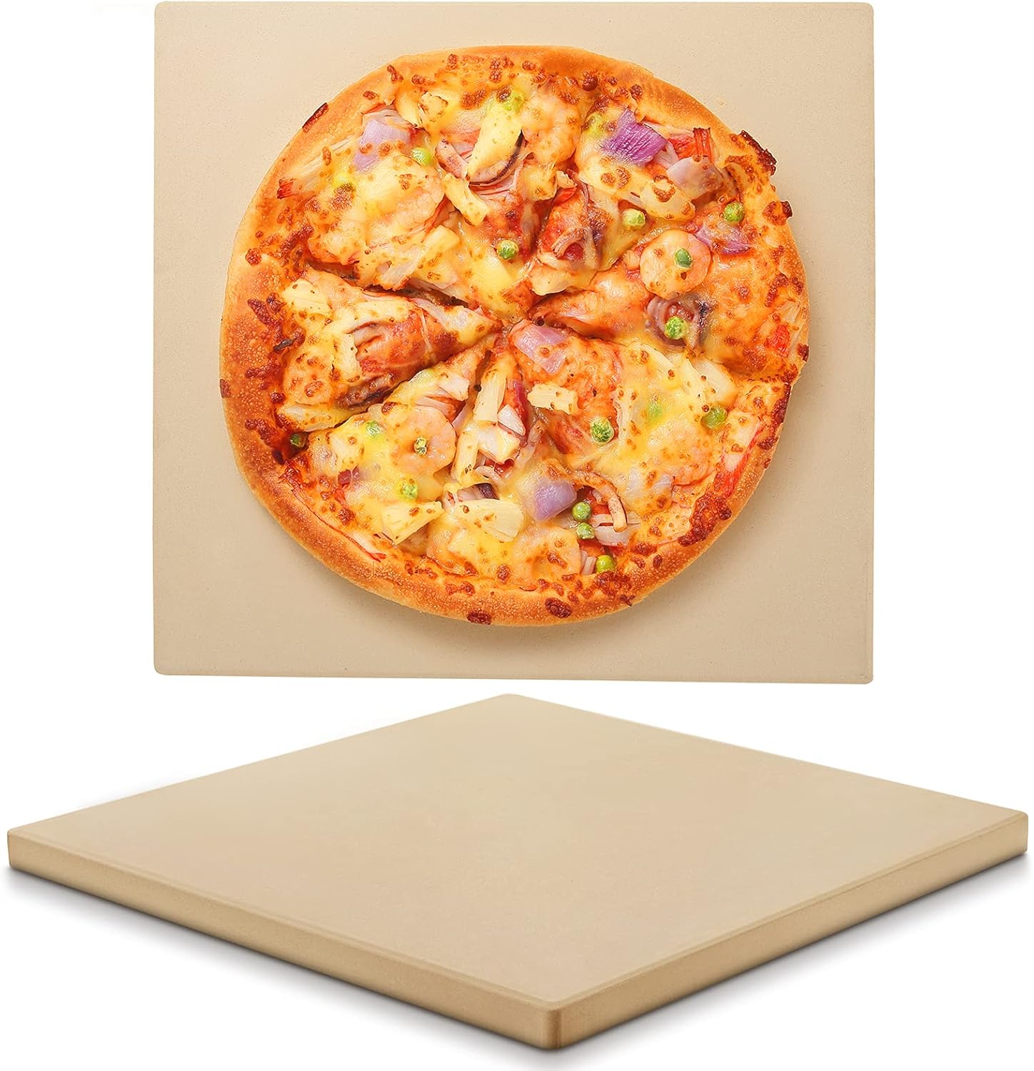 Unicook Pizza Stone 15 Inch, Premium Baking Stone for Oven Grill, Square Cordier...