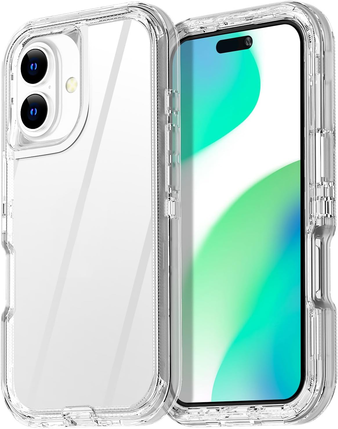 AICase for iPhone 16 Case Clear,Heavy Duty Durable 3-Layer [Not Yellowing][Milit...