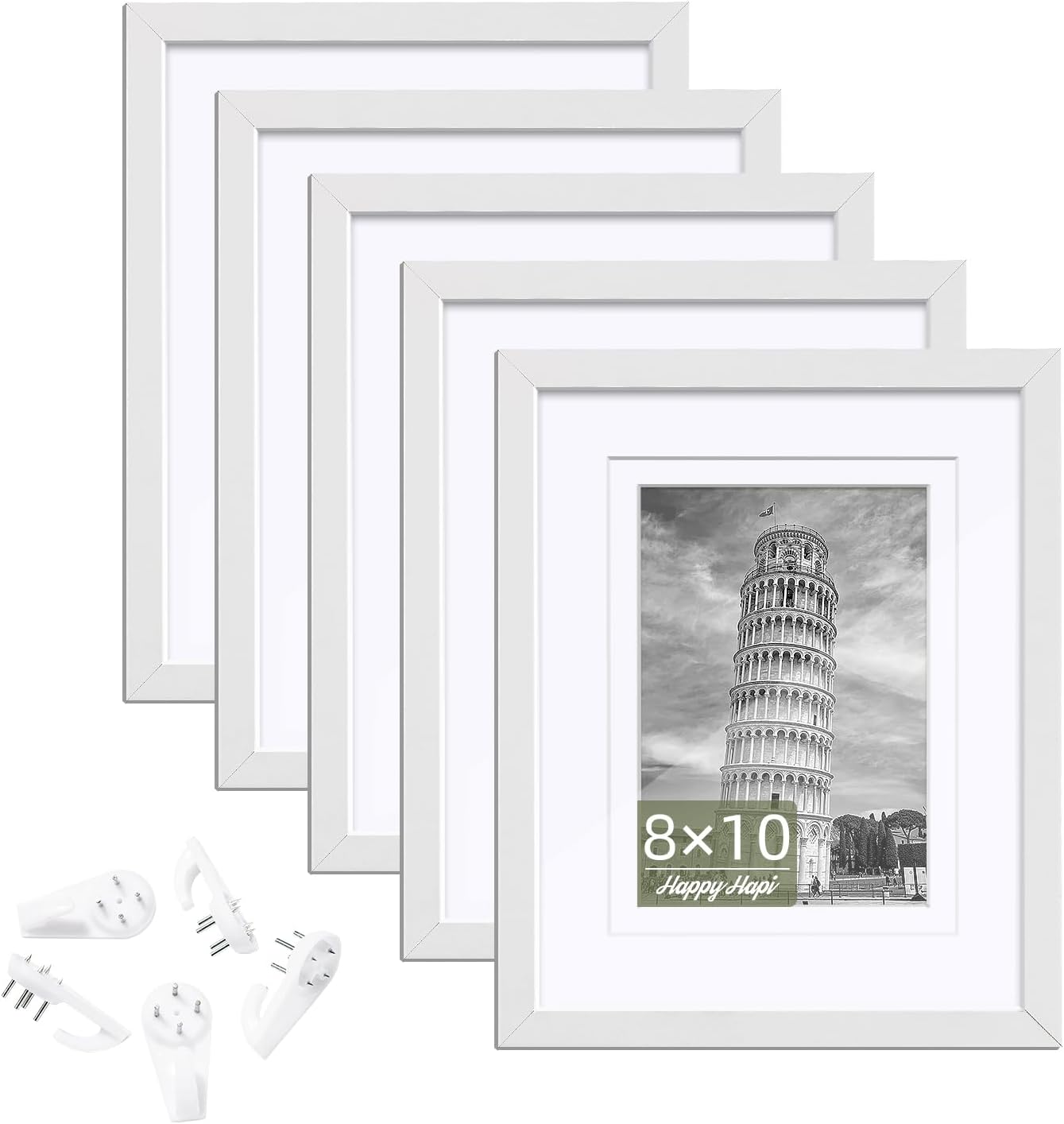 HappyHapi 8x10 Picture Frame, Special Set of 5 Picture Frame Display, High-Quali...
