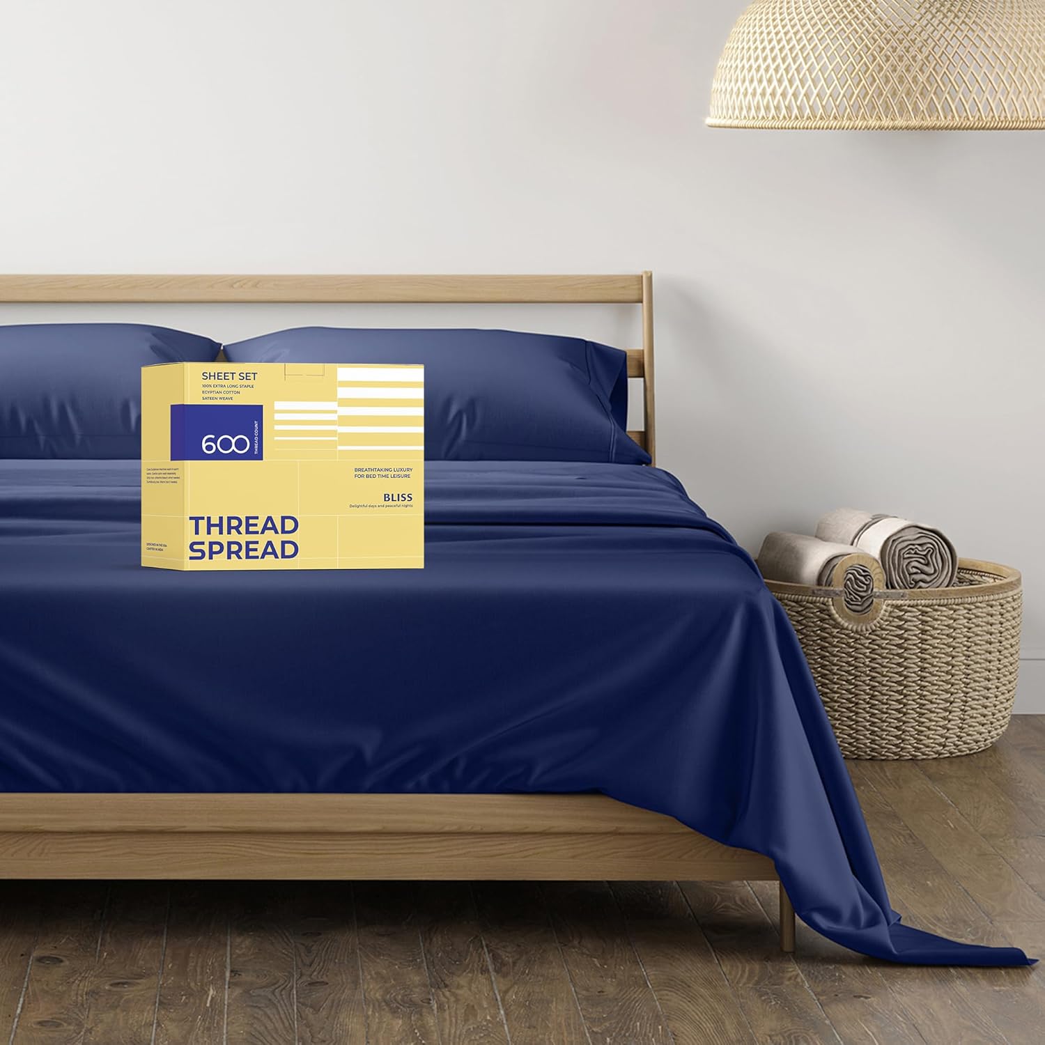THREAD SPREAD 100% Egyptian Cotton Sheets California King Size - 600 Thread Coun...