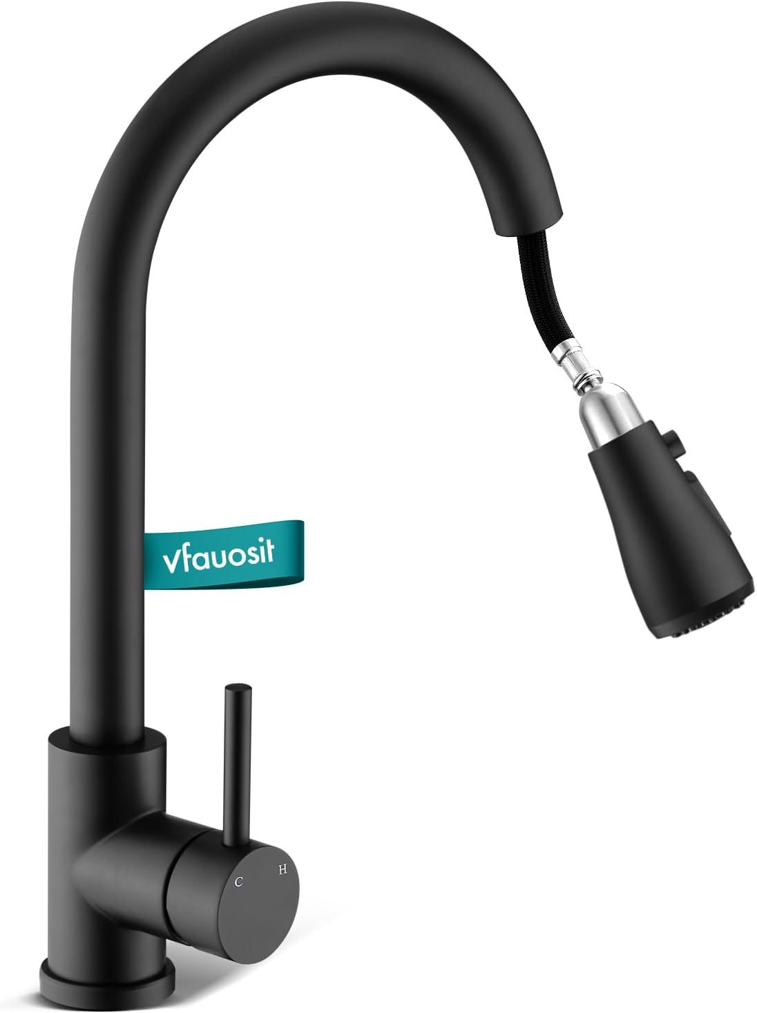 Black Kitchen Faucet with Pull Down Sprayer and Extension Tube, VFAUOSIT Kitchen...