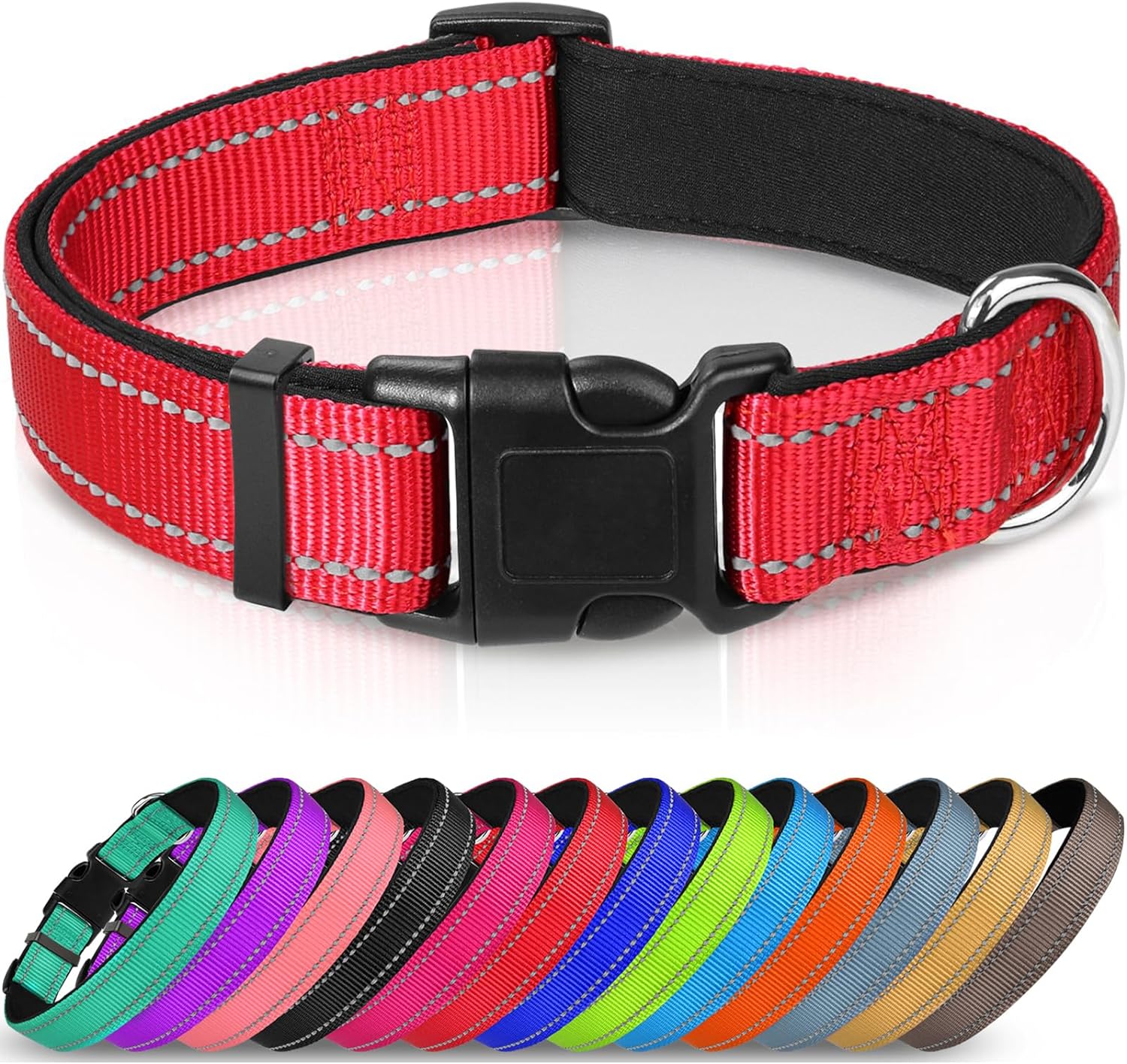 Joytale Reflective Dog Collar,Soft Neoprene Padded Breathable Nylon Pet Collar A...