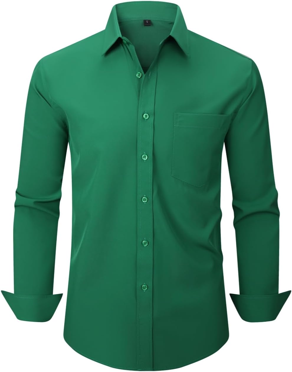 corfty Men Long Sleeve Dress Shirt - Regular Fit Stretch Free-Wrinkle Casual But...