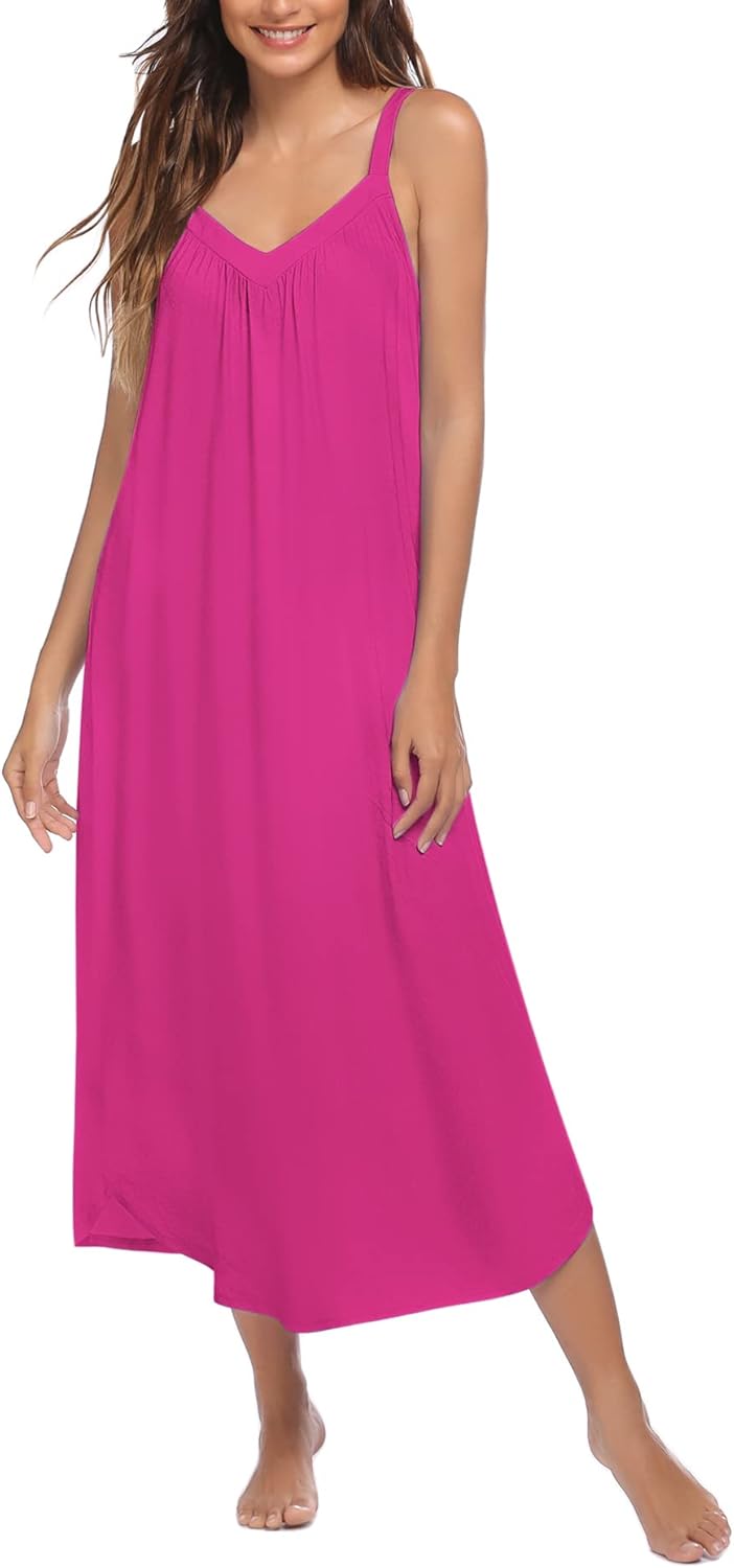 Ekouaer Womens Sleeveless Nightgown Full Slip Nightshirt Print Nightwear Full Le...