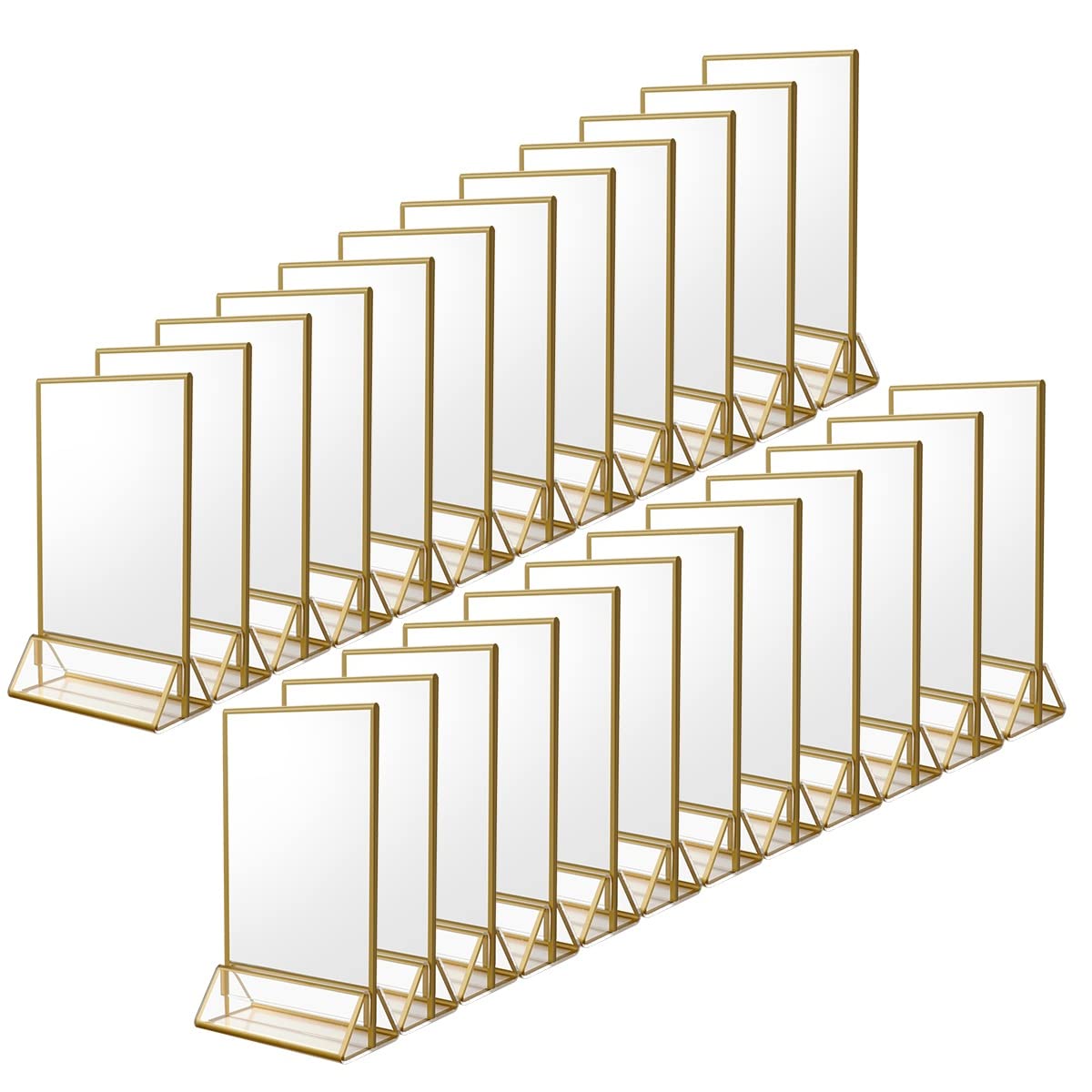 NIUBEE 25Pack 5 x 7 Gold Table Number Holder Sign Holder Clear Frames, Acrylic D...