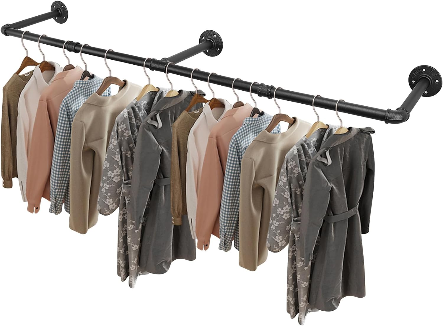 Livabber Industrial Pipe Clothes Rack, Heavy Duty Detachable Iron Garment Rack W...