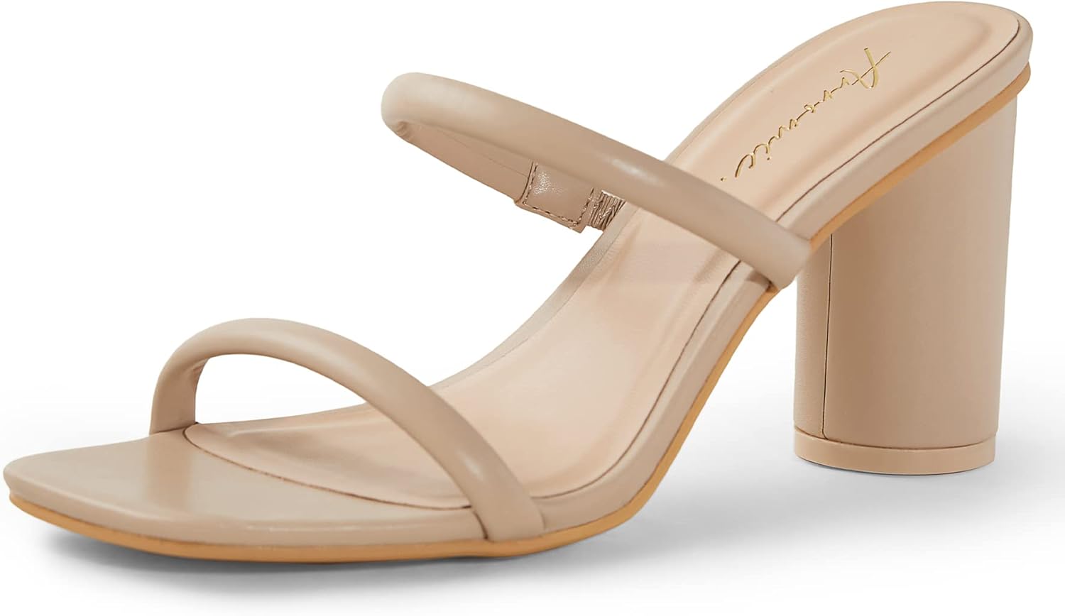 Arromic Women's Heeled Sandals Square Toe Two Strap Block Heels for Women Comfor...