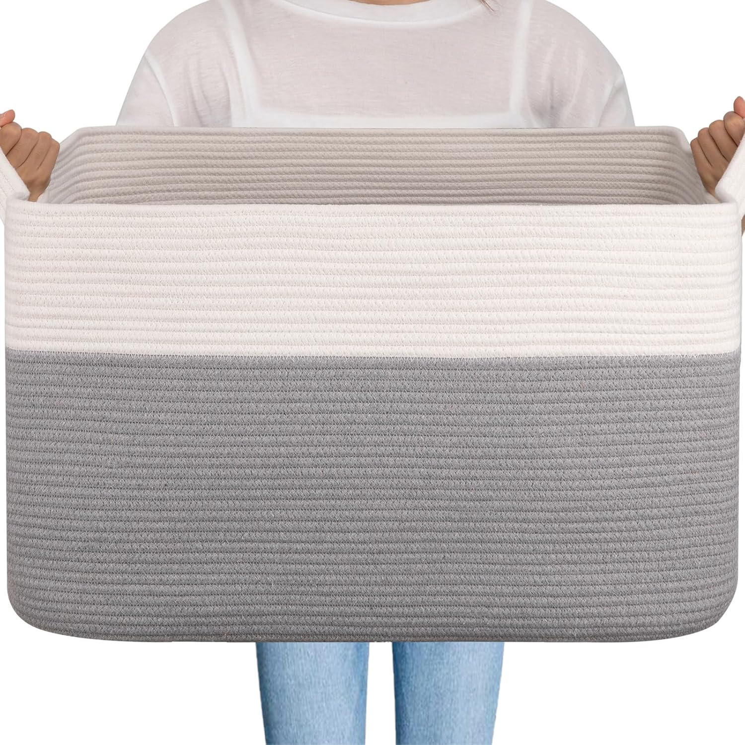 OIAHOMY 90L Blanket Basket, 24”x17”x14”, Large Woven Baskets for Storage, Nurser...