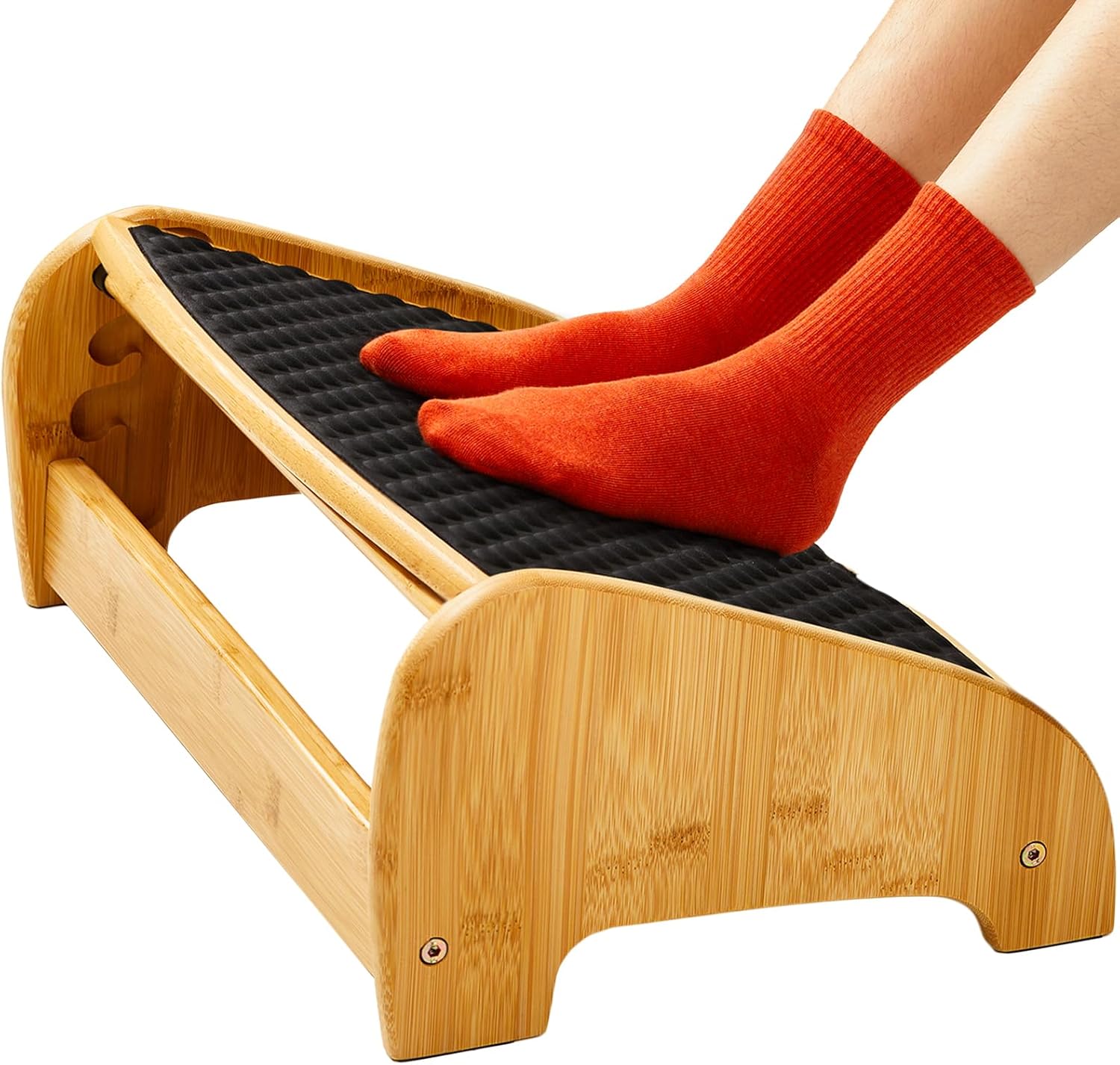 HUANUO Bamboo Foot Rest for Under Desk at Work, Ergonomic Foot Rest with 4 Heigh...