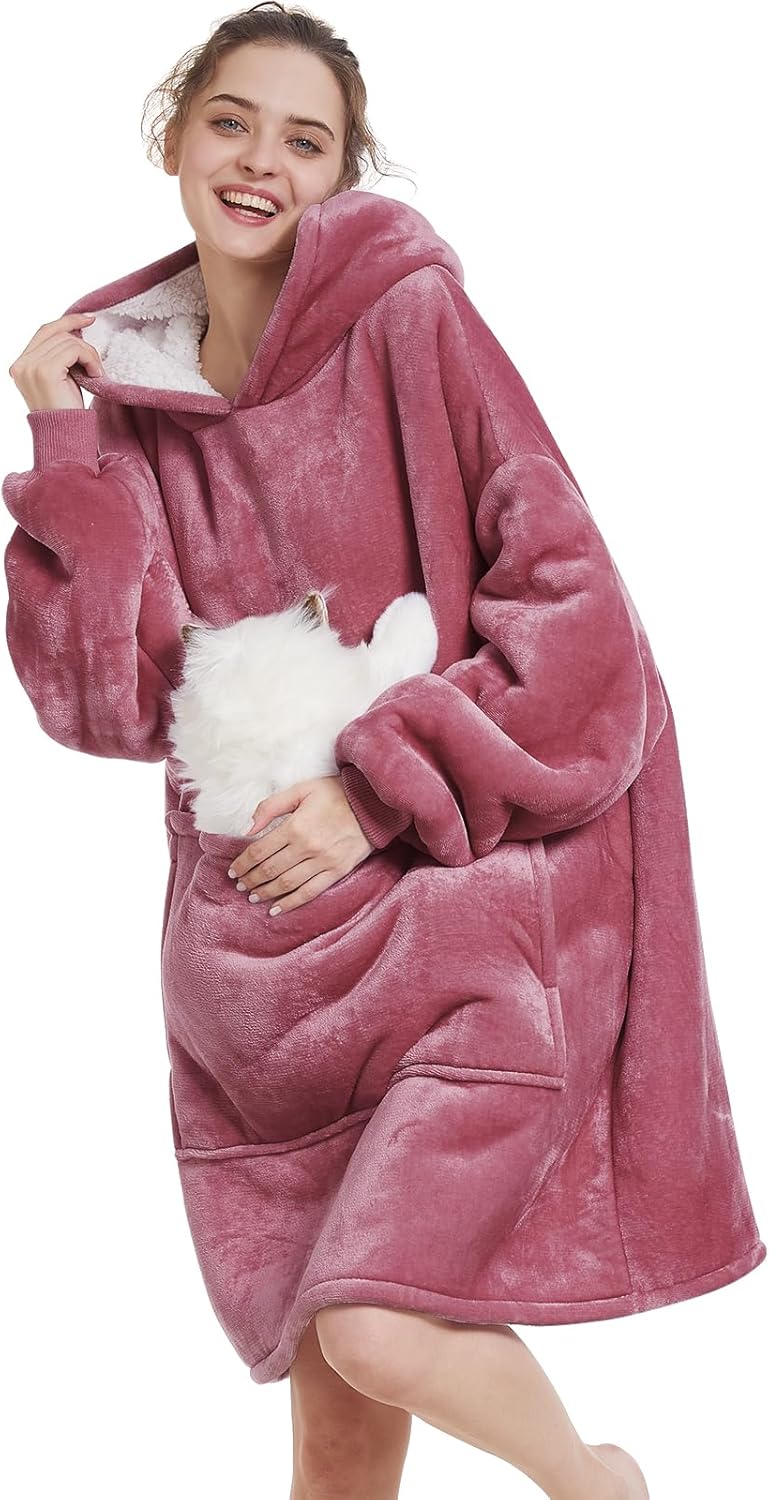 Aemilas Wearable Blanket Hoodie - Warm Sherpa Blanket Sweatshirt as Gifts For Ad...