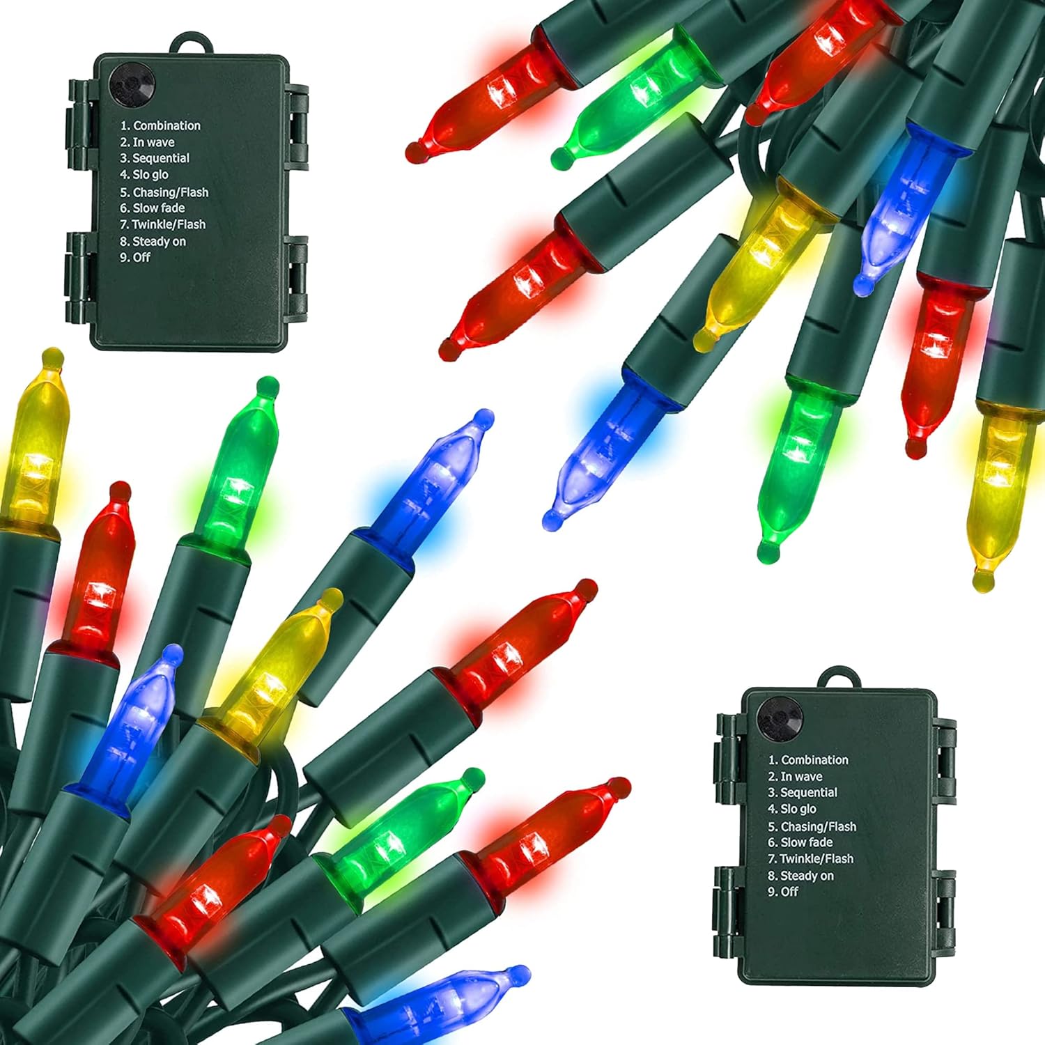 TW SHINE Battery Operated Christmas Lights, 2 Pack Total 100 LED 32FT Battery Op...