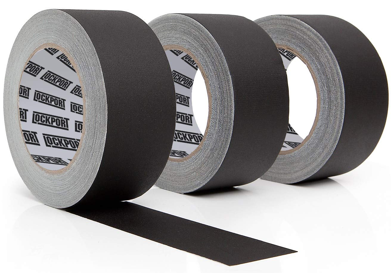 Lockport Black Gaffers Tape 3 Pack - 90 Ft x 2 Inch - Waterproof, No Residue, No...