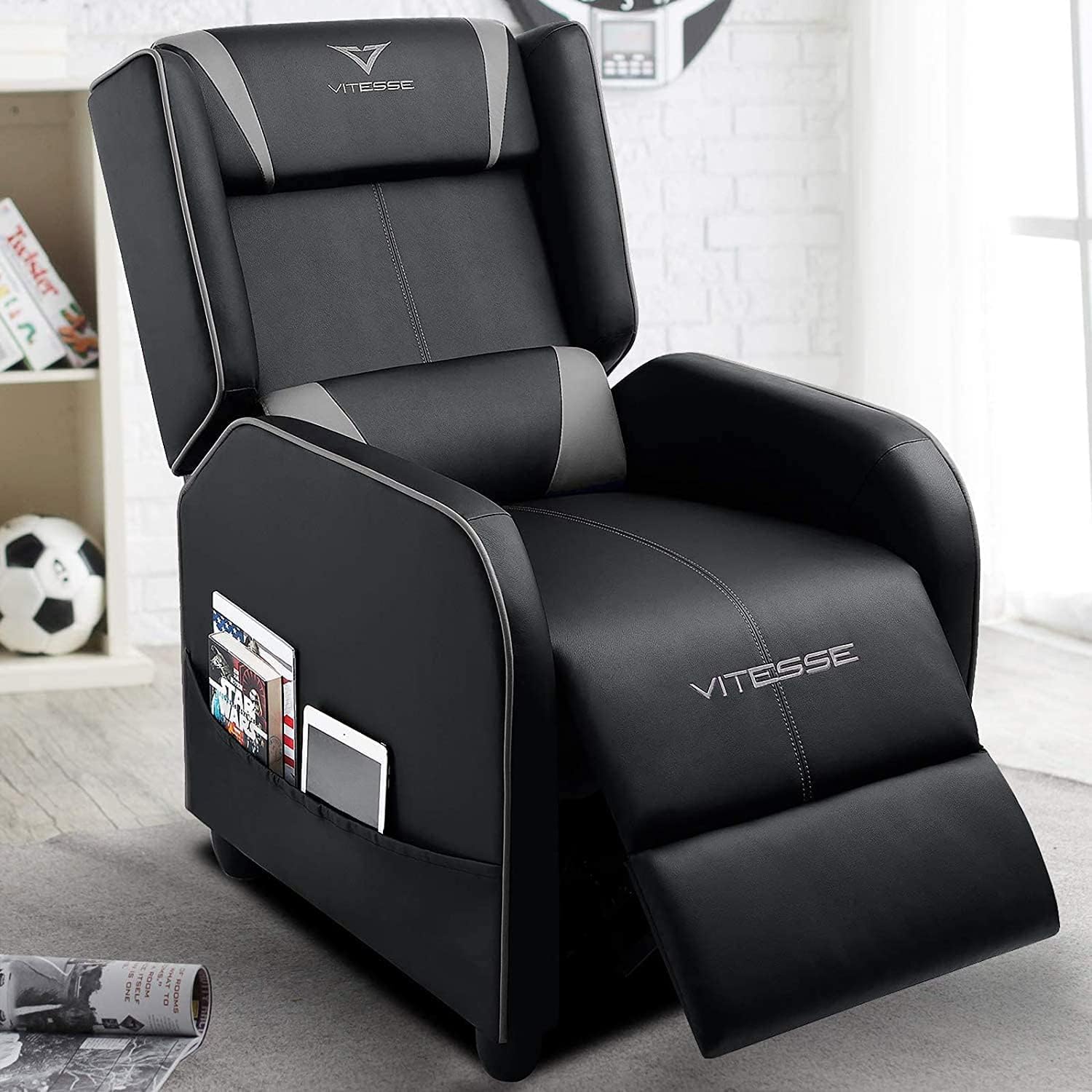 VITESSE Gaming Recliner Chair Racing Style Single PU Leather Sofa Modern Living...