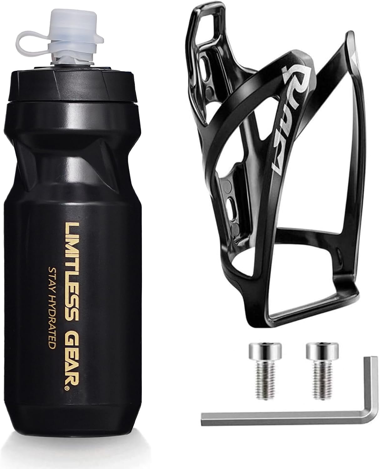 OSIGEI Bike Water Bottle Cage and 21oz Bike Water Bottle Set Lightweight Bike Bo...