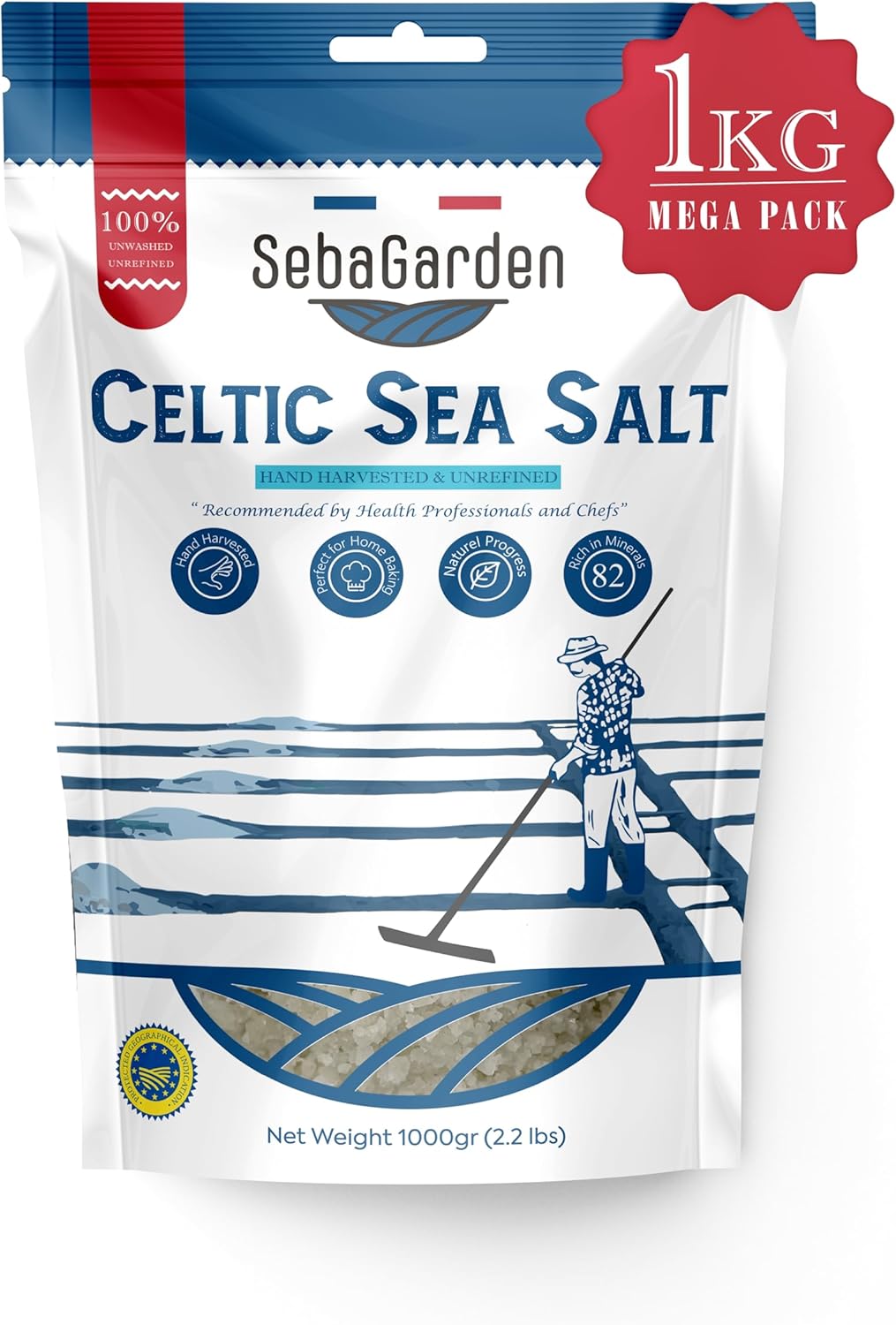 Seba Garden Celtic Sea Salt Grey, 1kg , Certificated Organic Reseallable Bag of...