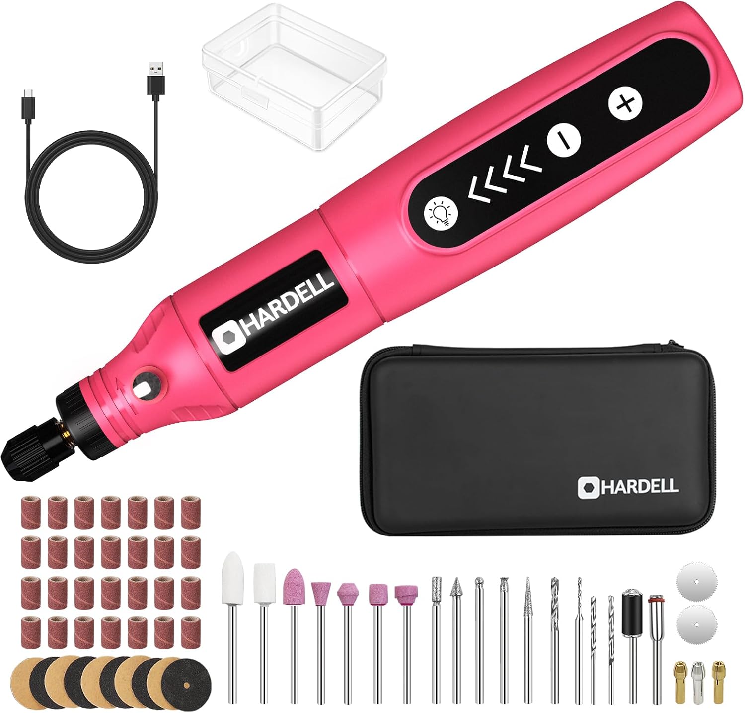 HARDELL Mini Cordless Rotary Tool, 5-Speed 3.7V rechargeable Kit with 61 Accesso...