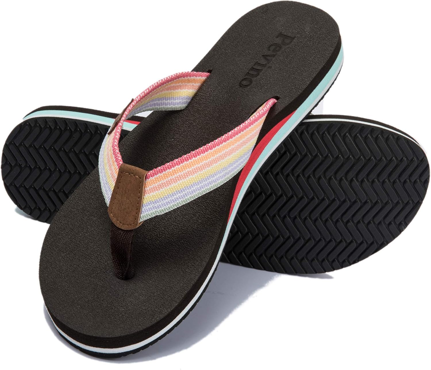 Pevino Women's Orthotic Flip Flops,Casual Comfortable Thong Sandal with Arch Sup...