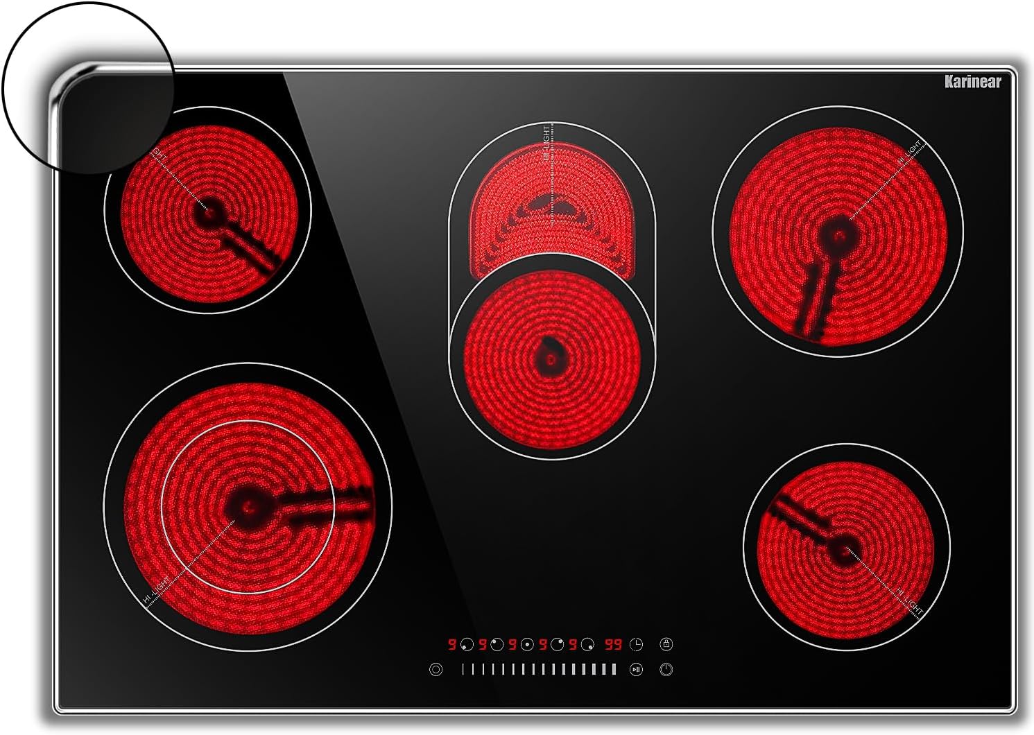 Karinear Electric Cooktop 30 Inch, 8400w 5 Burners Electric Stove Top, Counterto...