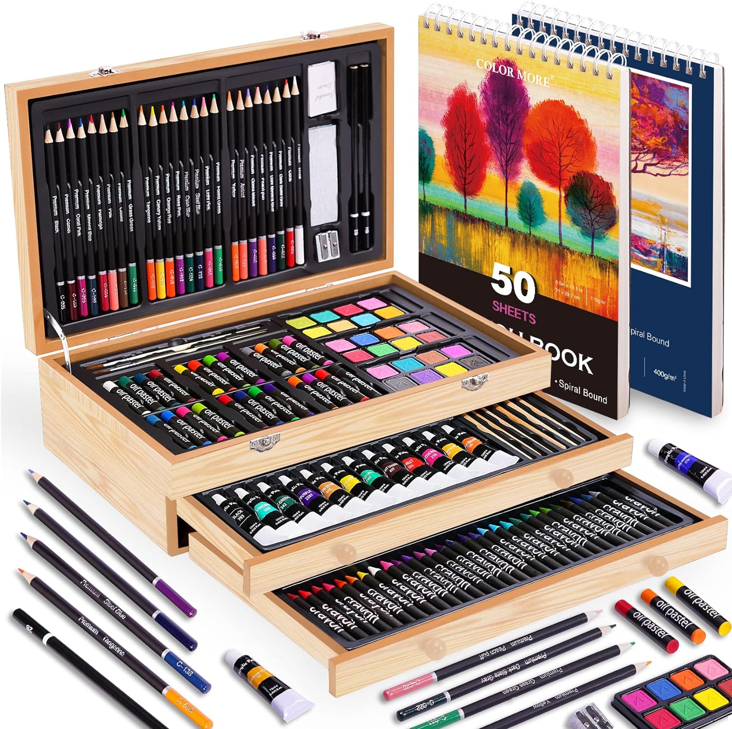 175 Piece Deluxe Art Set, Special Professional Art Kit with 2 Drawing Pads, Inno...