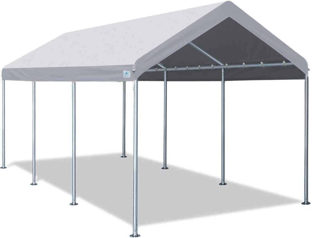 ADVANCE OUTDOOR 10x20 ft Adjustable Height Carport Heavy Duty Car Canopy Garage...