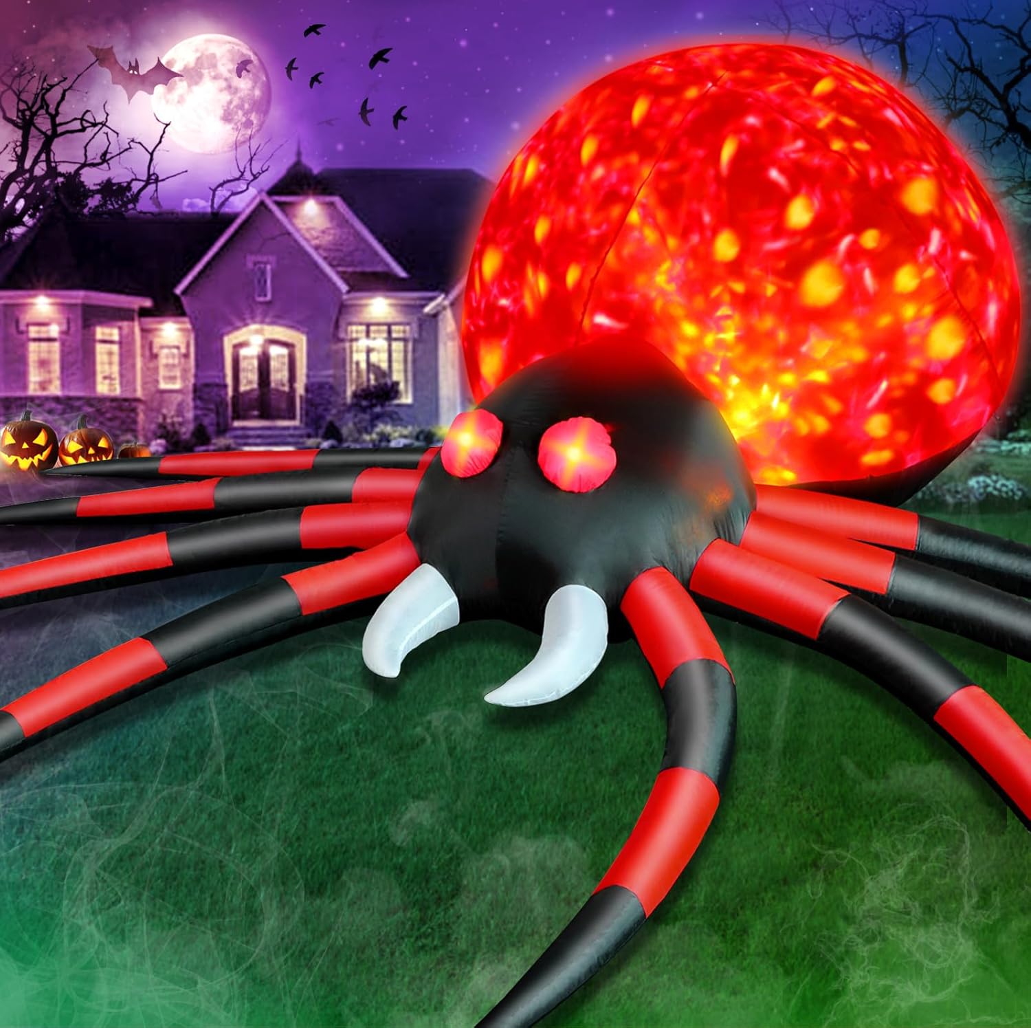 FunFanso 12FT Halloween Inflatable Spider Outdoor Yard Decoration, Giant Crawlin...