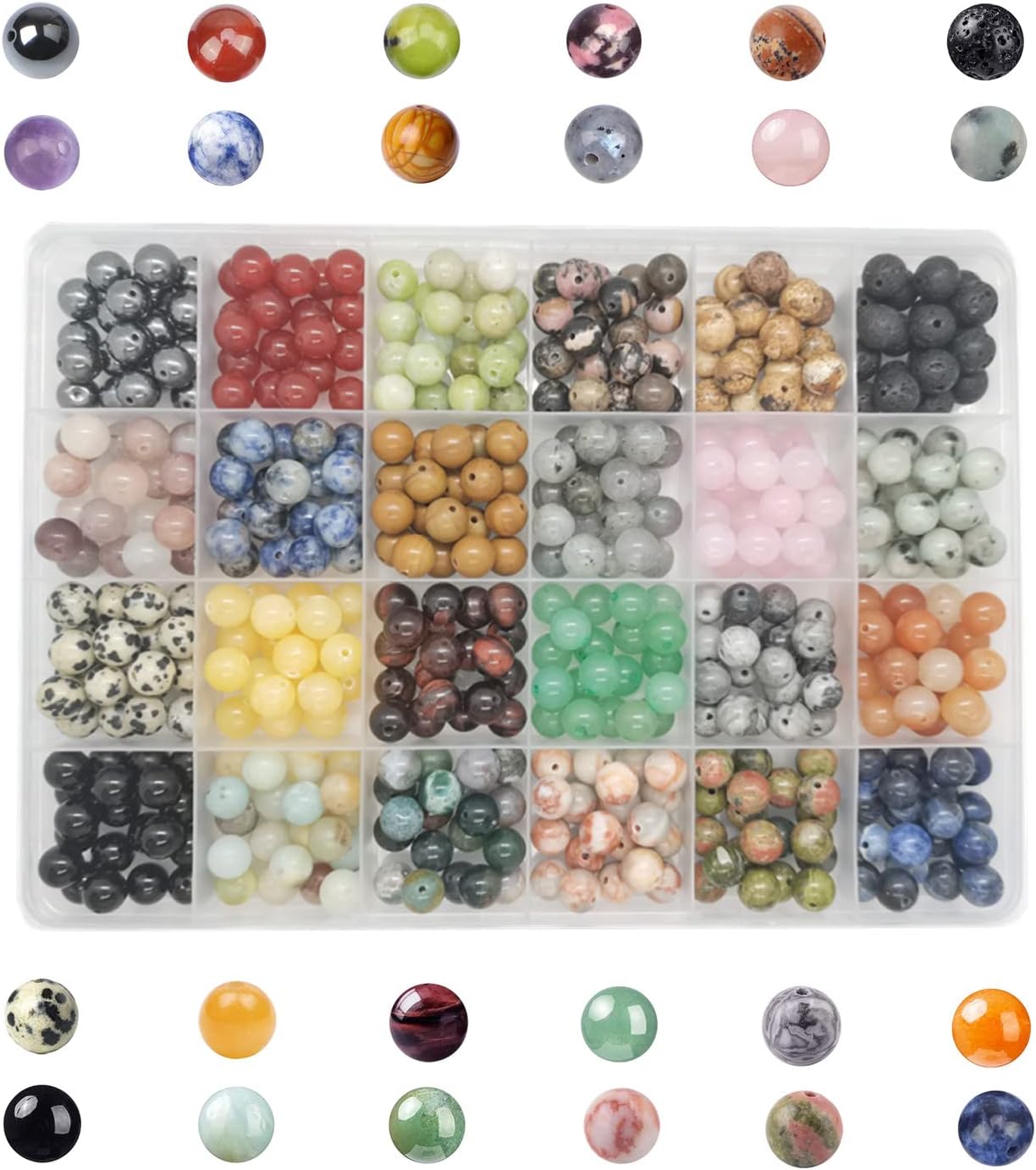 "480pcs Natural Round Stone Beads, High-Quality Genuine Real Stones, Innovative...