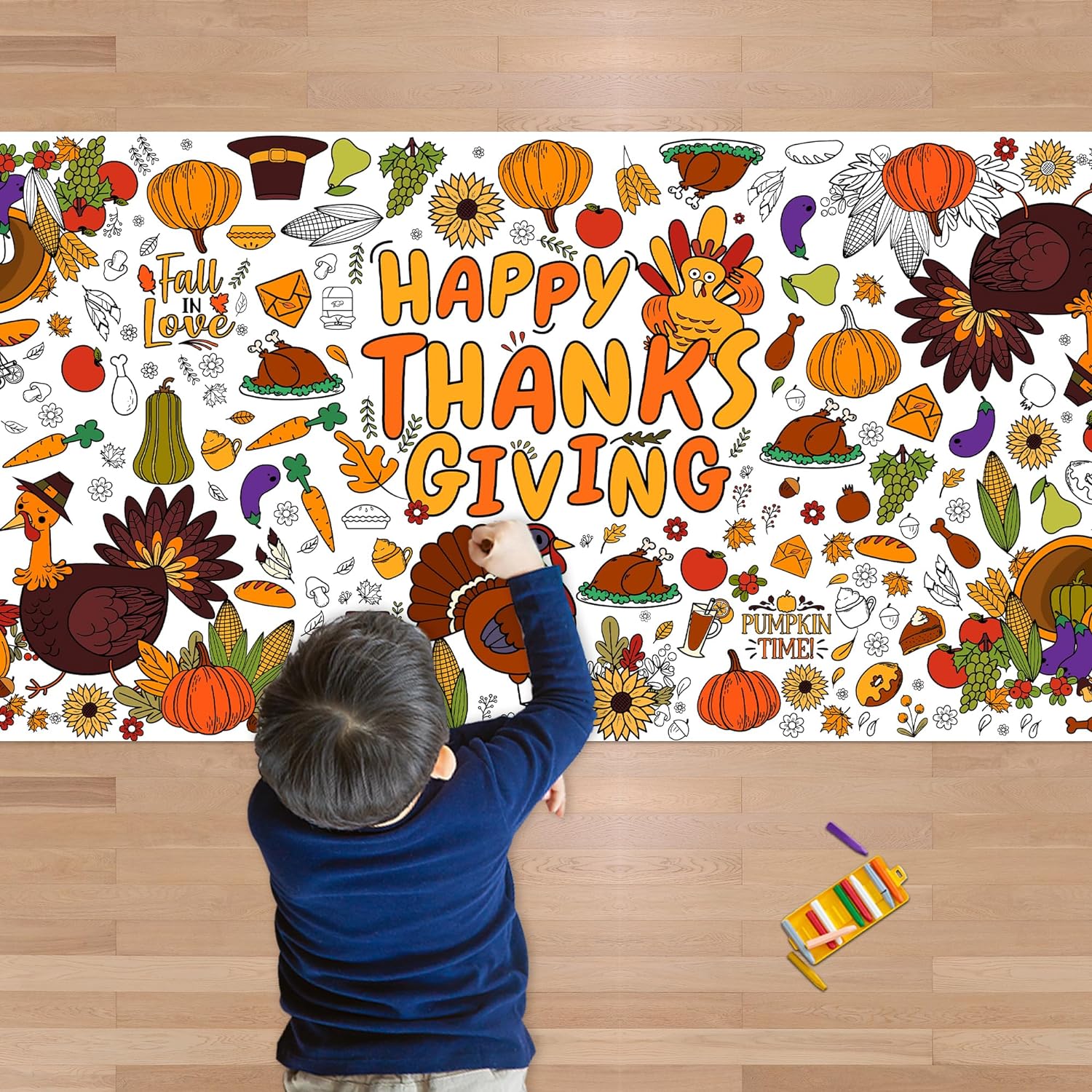 OHOME Thanksgiving Giant Coloring Poster/Tablecloth-Thanksgiving Crafts for Kids...