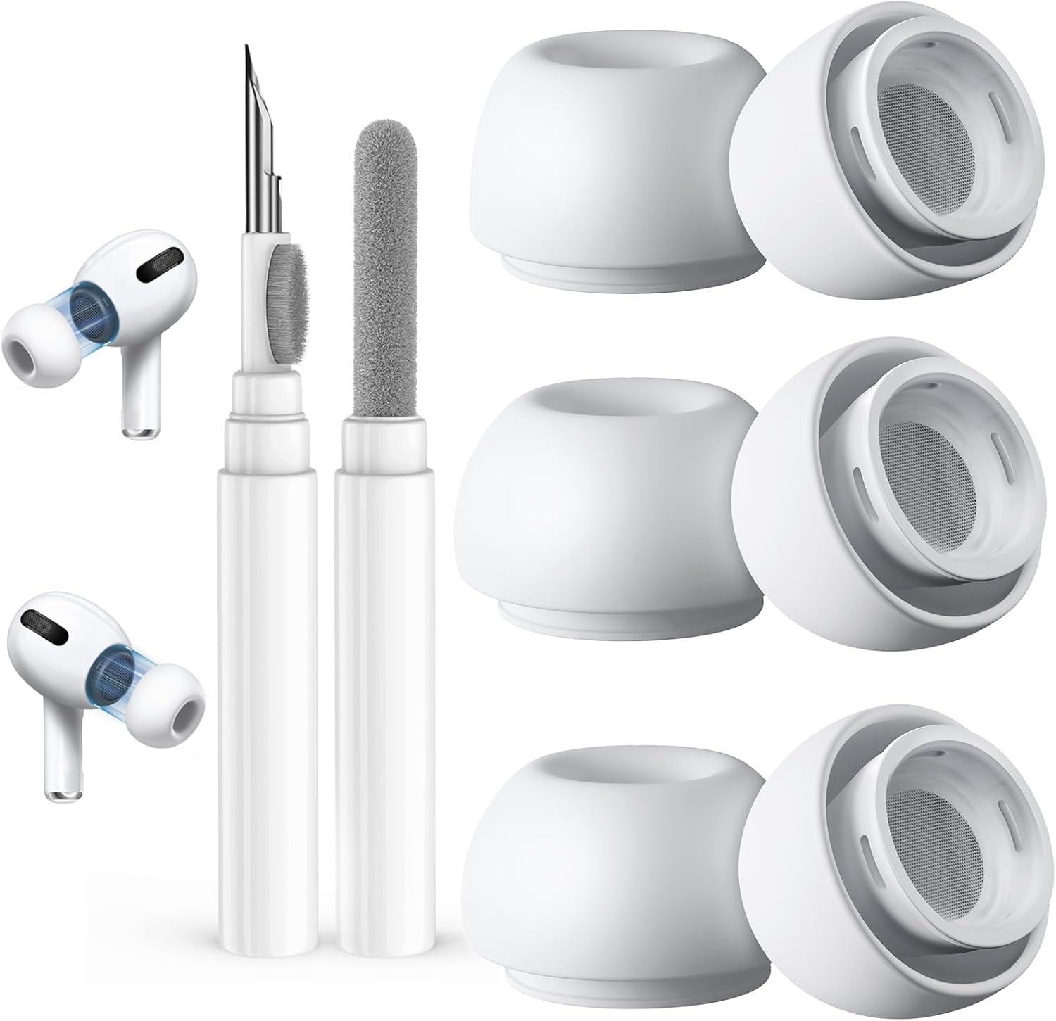 3 Pairs Replacement Ear Tips for AirPods Pro 2nd/1st Generation with Cleaner kit...