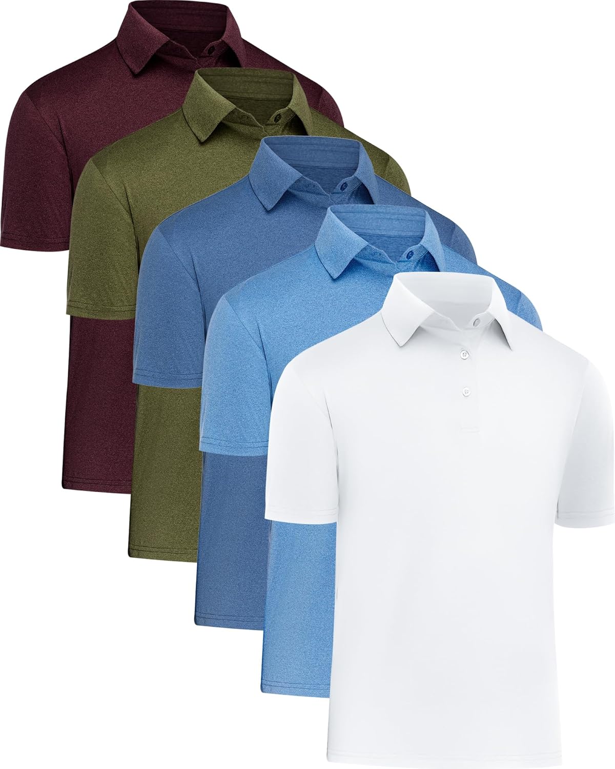 4/5 Pack Mens Polo Shirts Short Sleeve Quick Dry Moisture Wicking Casual Golf T...