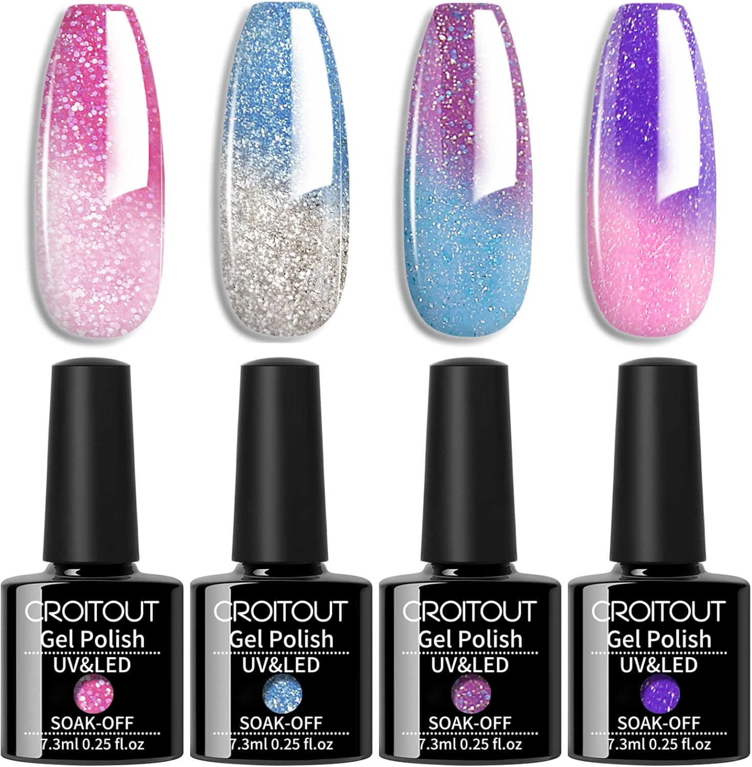Croitout UV Gel Nail Polish Set, Colour Changing Gel Polish Colours Set, Soak of...