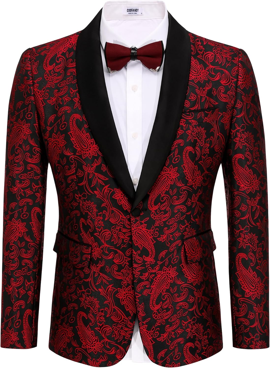 COOFANDY Men's Tuxedo Jacket, Special Floral Blazer Jacket with Paisley Shawl La...
