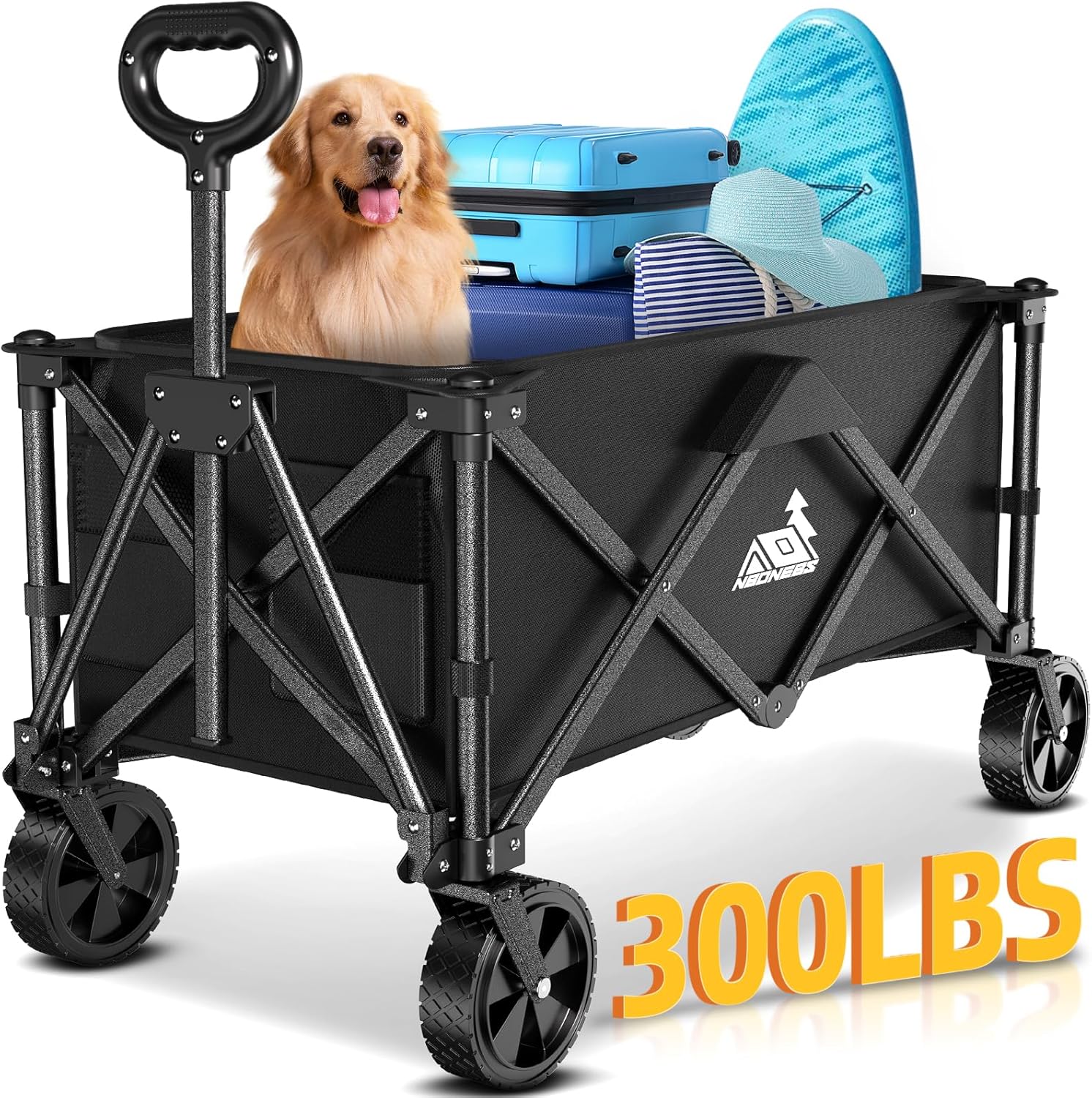 Collapsible Wagon Carts with Large Capacity, Utility Beach Wagons Heavy Duty Fol...