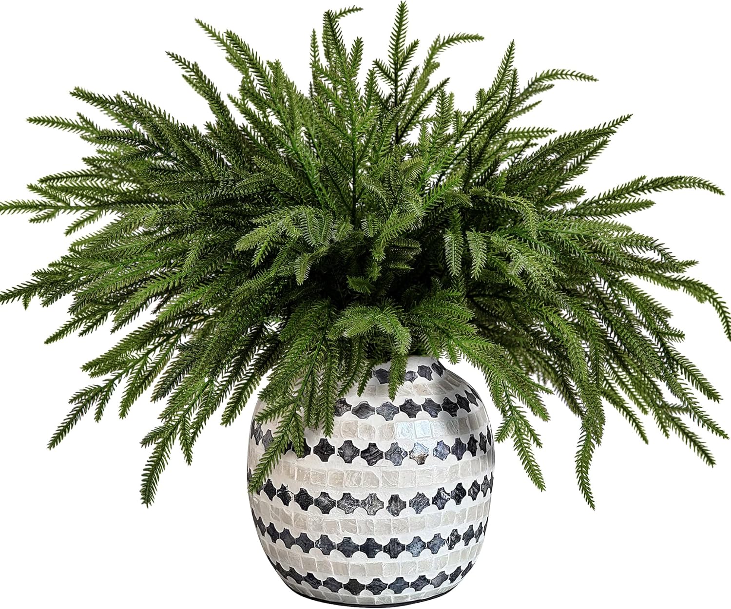 15 Pcs Christmas Norfolk Pine Branches- 19" Extra Length Fake Greenery Norfolk P...