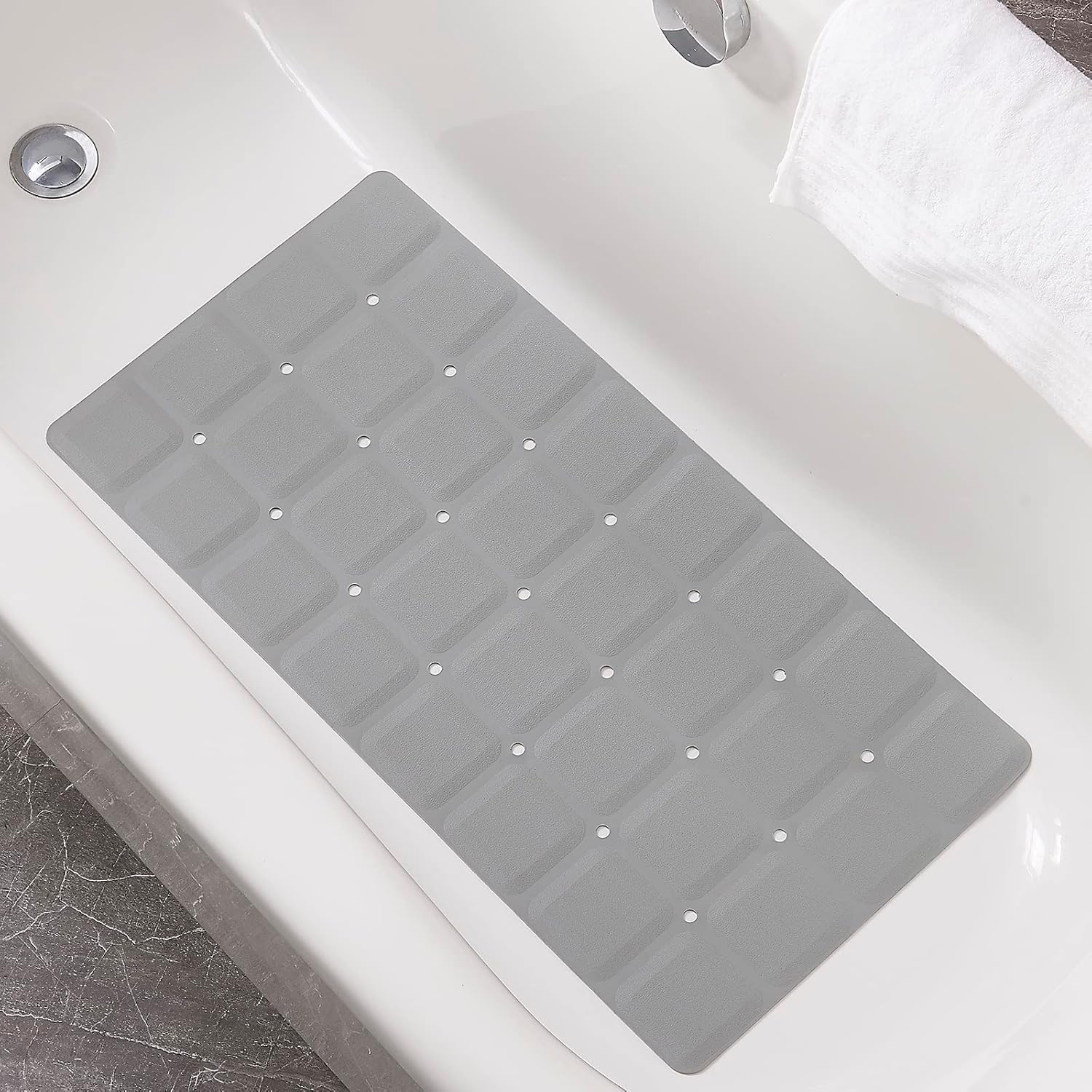 Foldable Non Slip Silicon Bath Mat Bathtub mat no Suction Cups Shower mats for T...